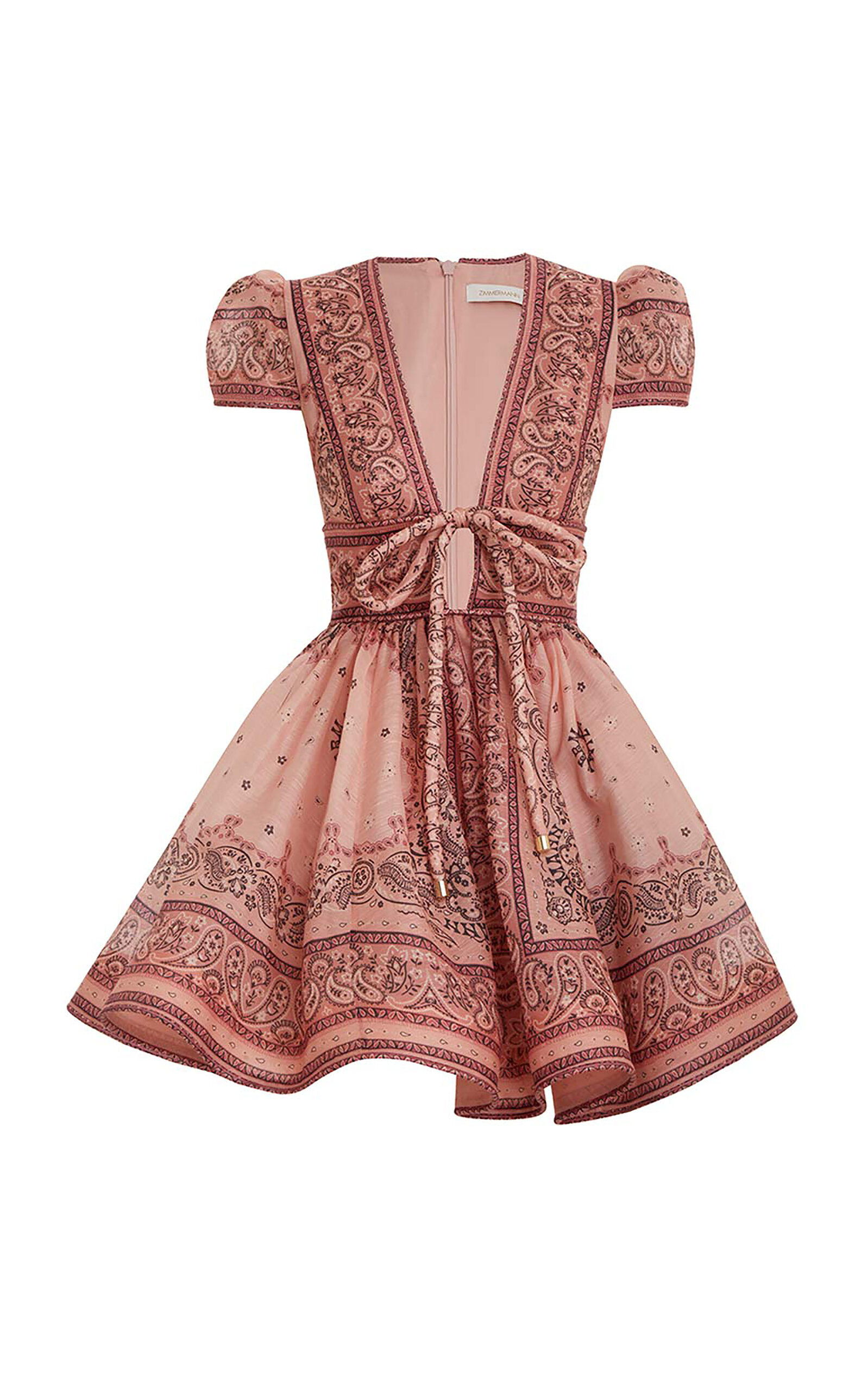 Shop Zimmermann Matchmaker Structured Linen-silk Mini Dress In Pink