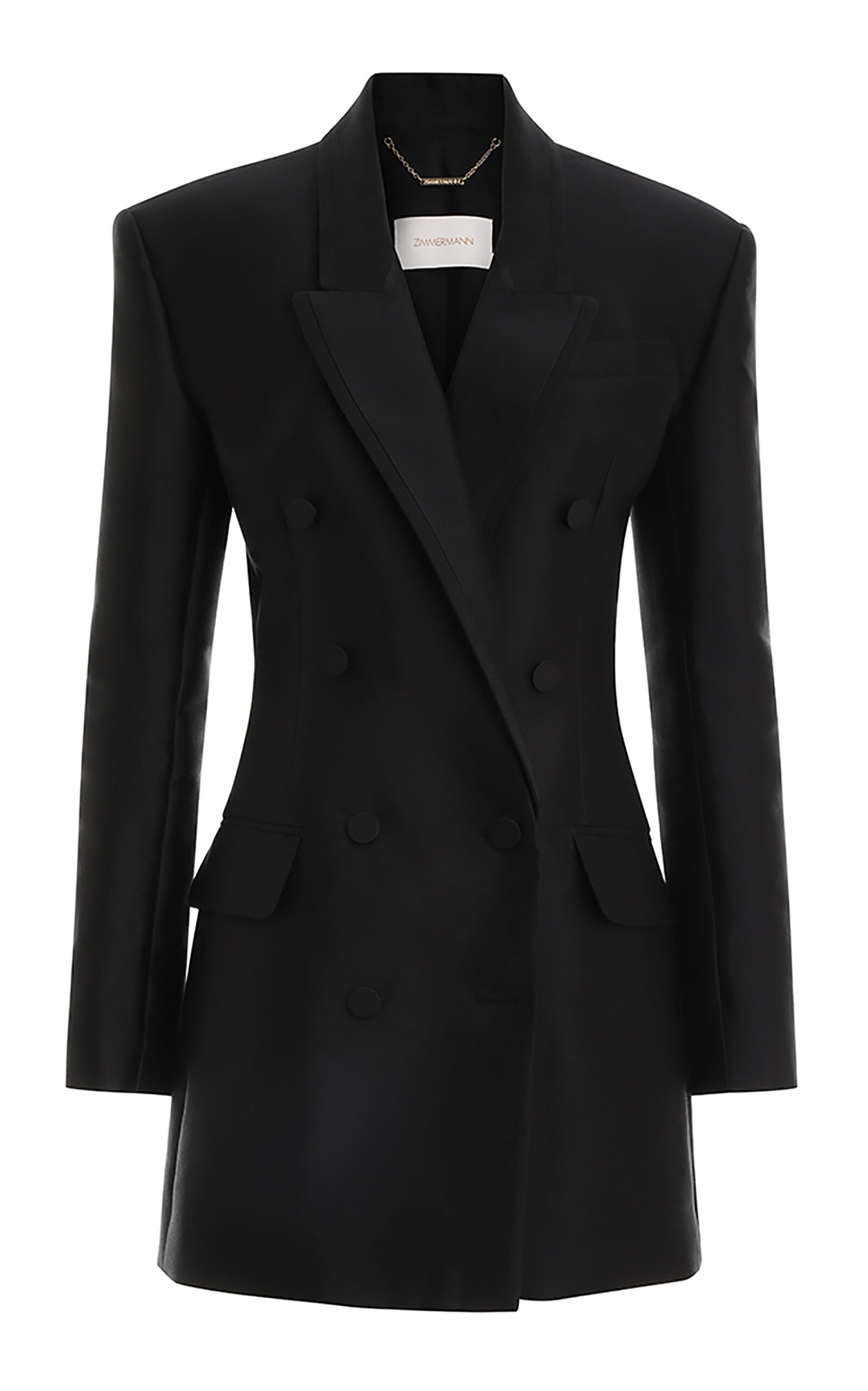 Zimmermann Matchmaker Wool-silk Tuxedo Dress In Black