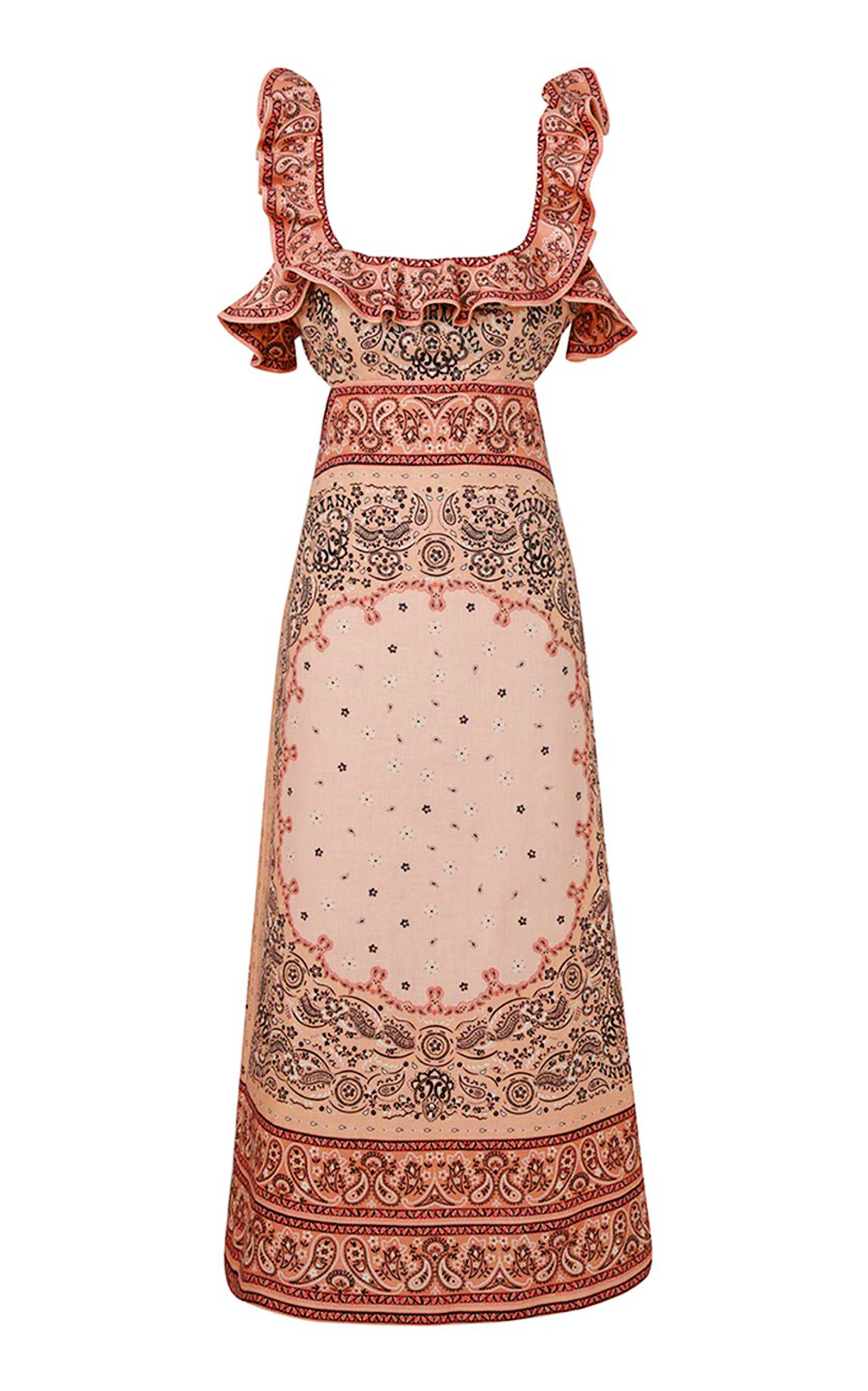 Zimmermann Matchmaker Frilled Midi Dress Pink Bandana In Pink