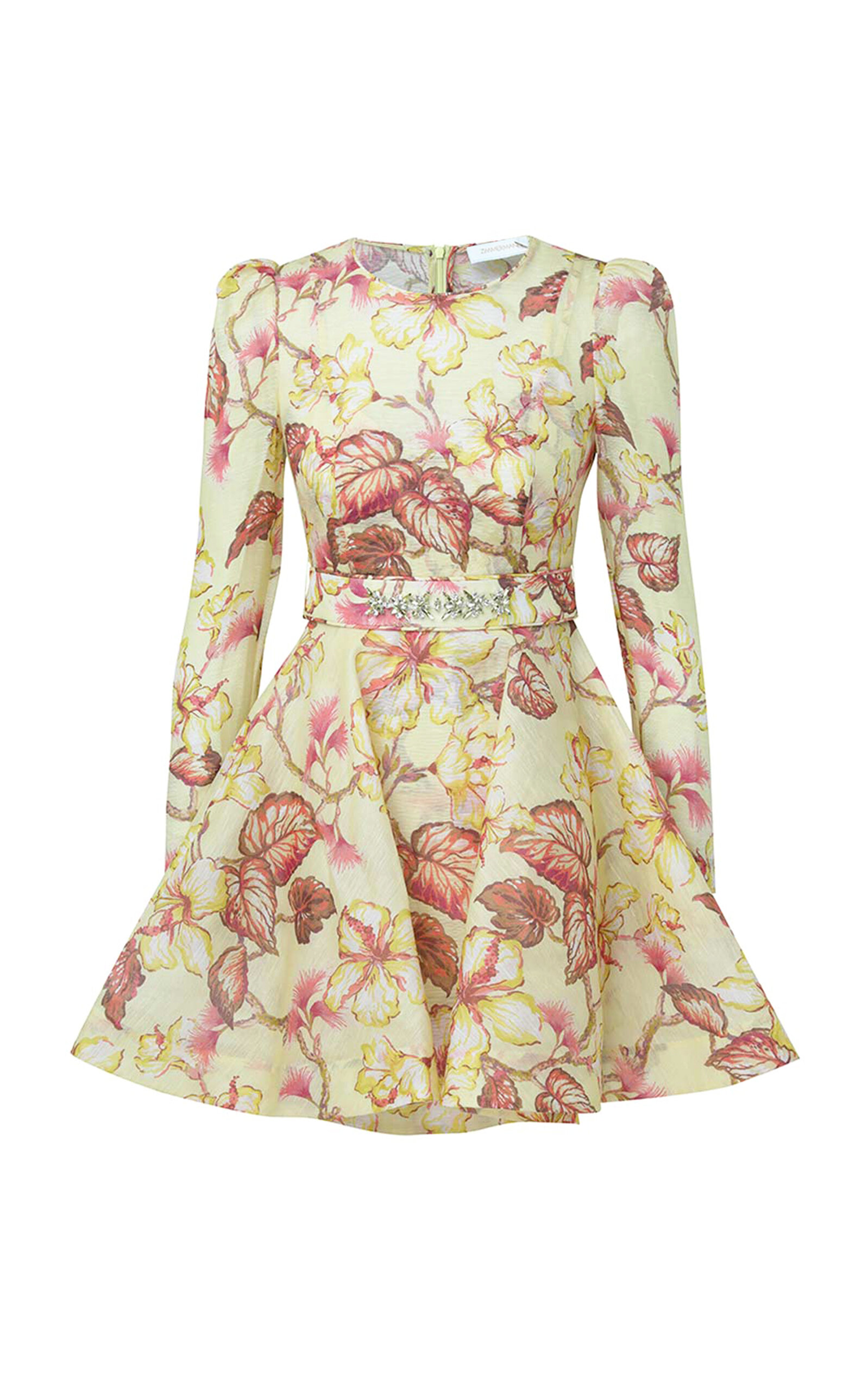 Zimmermann - Matchmaker Floral Linen-Silk Mini Dress - Yellow - 1 - Moda Operandi