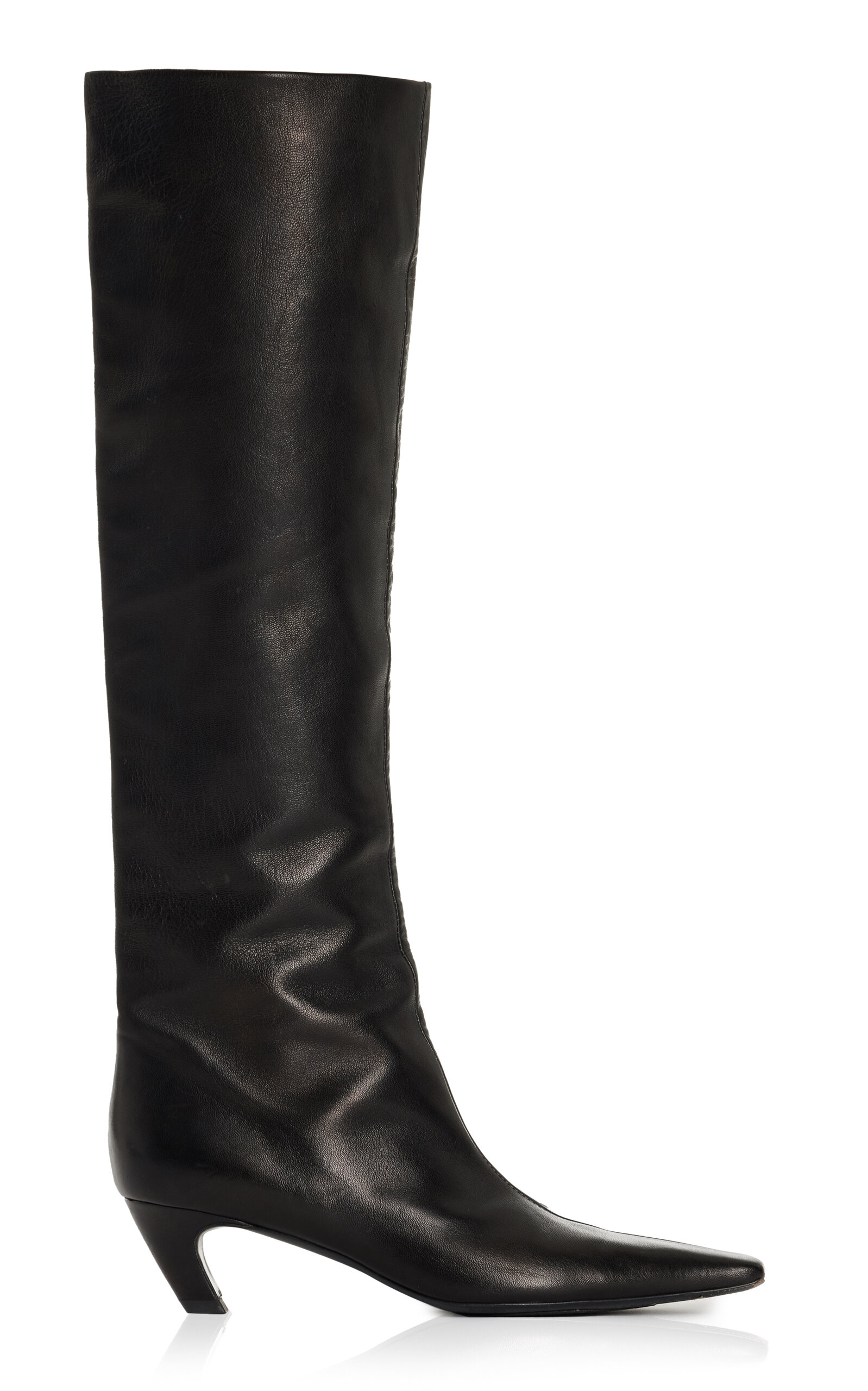Shop Khaite Davis Knee High Leather Boots In Black
