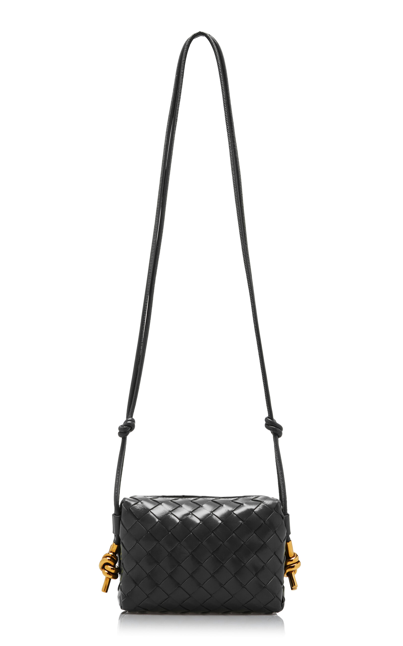 Bottega Veneta Mini Loop Metal Intrecciato Leather Crossbody Bag - Black - OS
