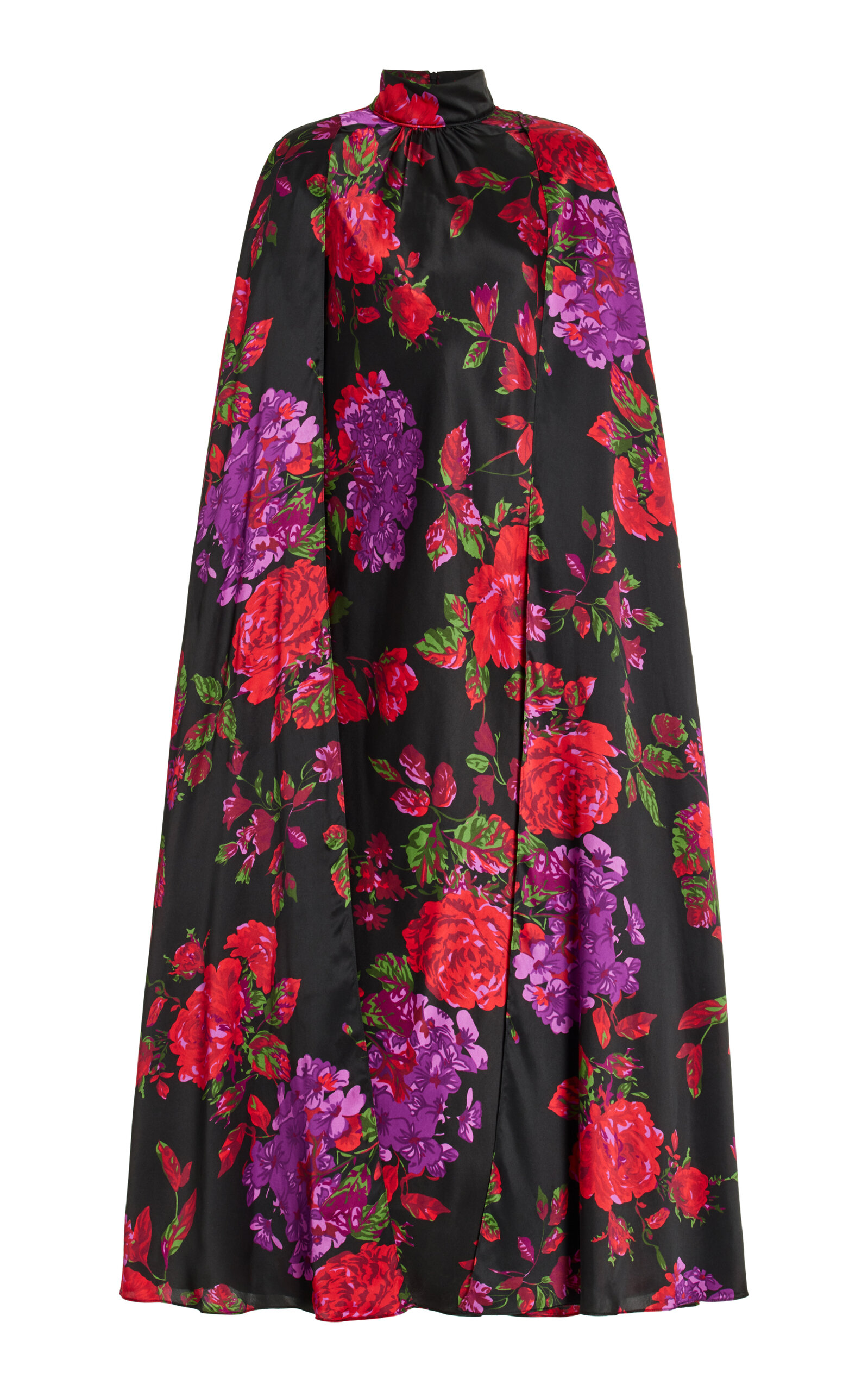 Floral-Printed Silk Satin Midi Dress
