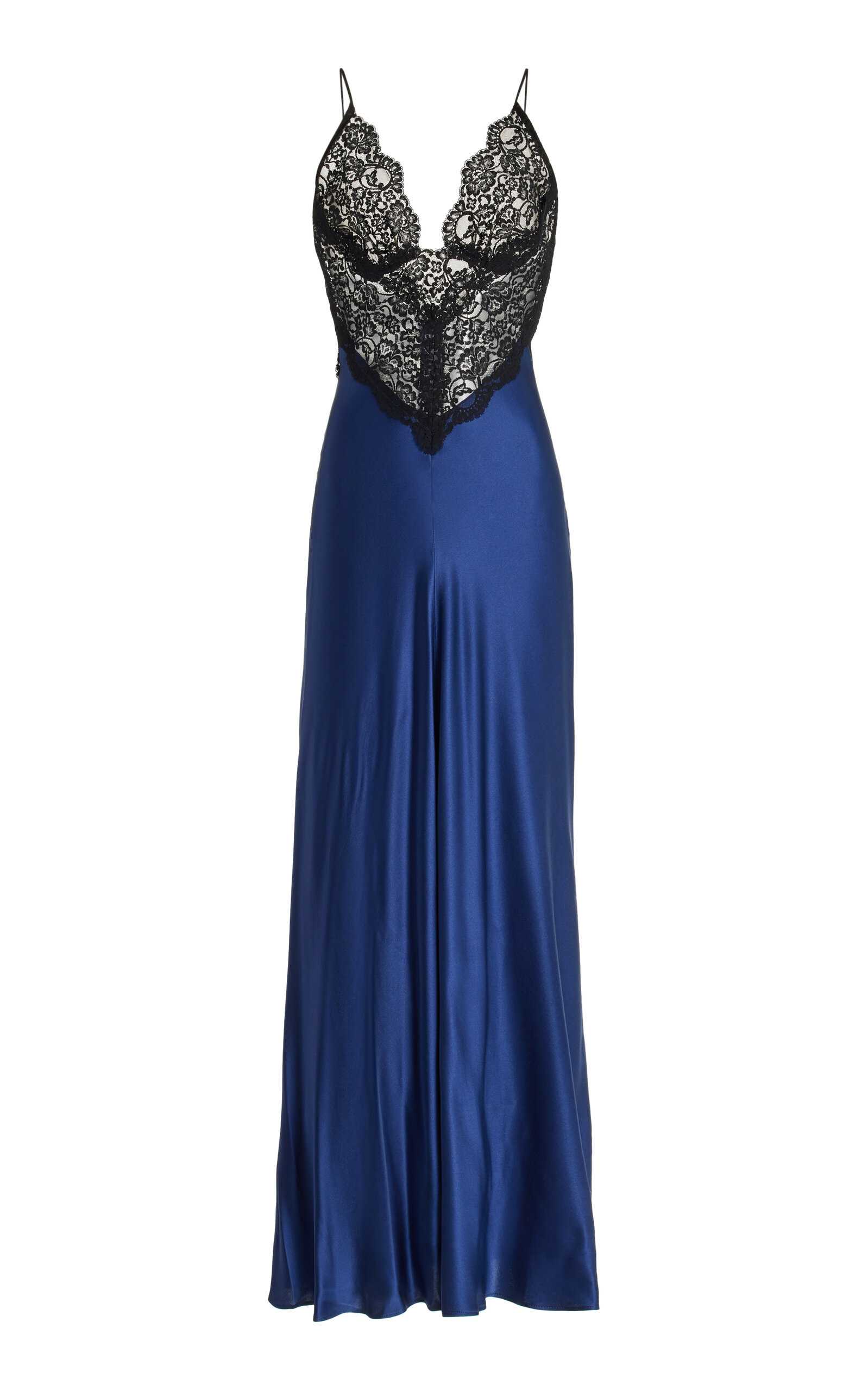 Rodarte Exclusive Lace-trimmed Maxi Slip Dress In Navy | ModeSens