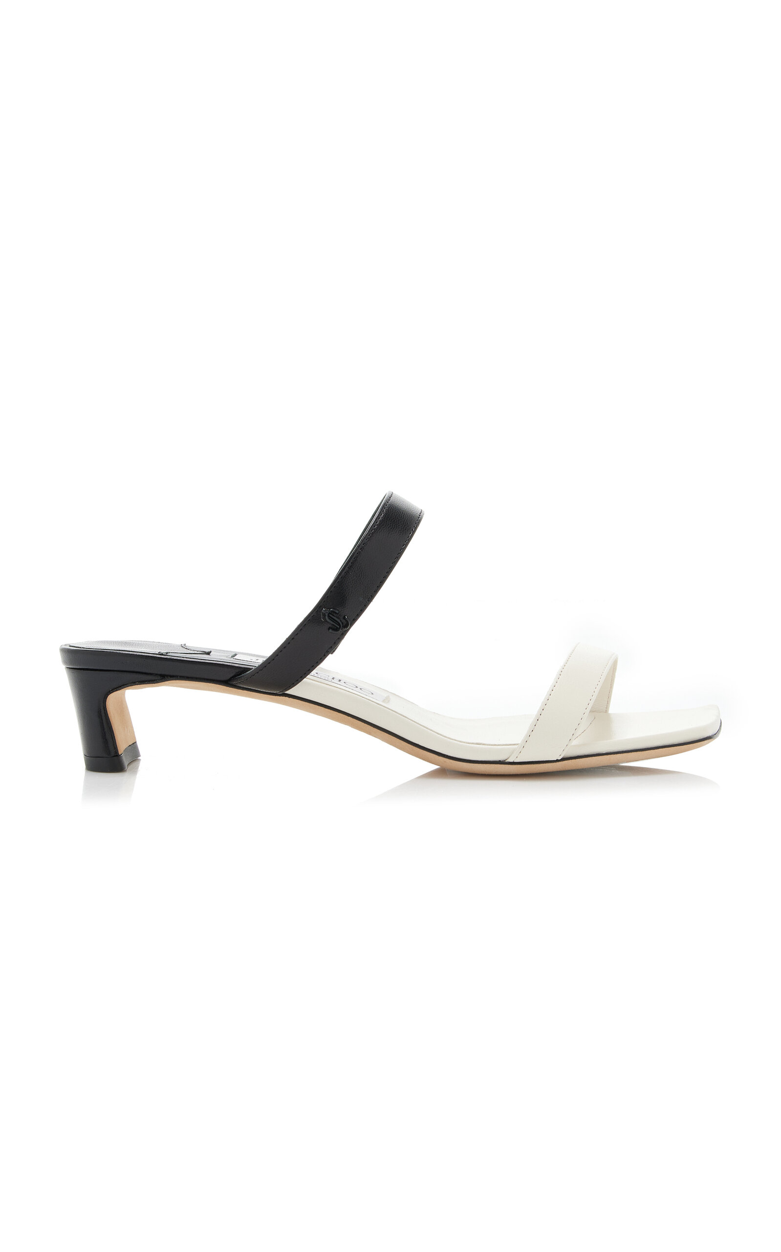 Jimmy Choo Kyda Bicolor Dual-band Slide Sandals In Black,white