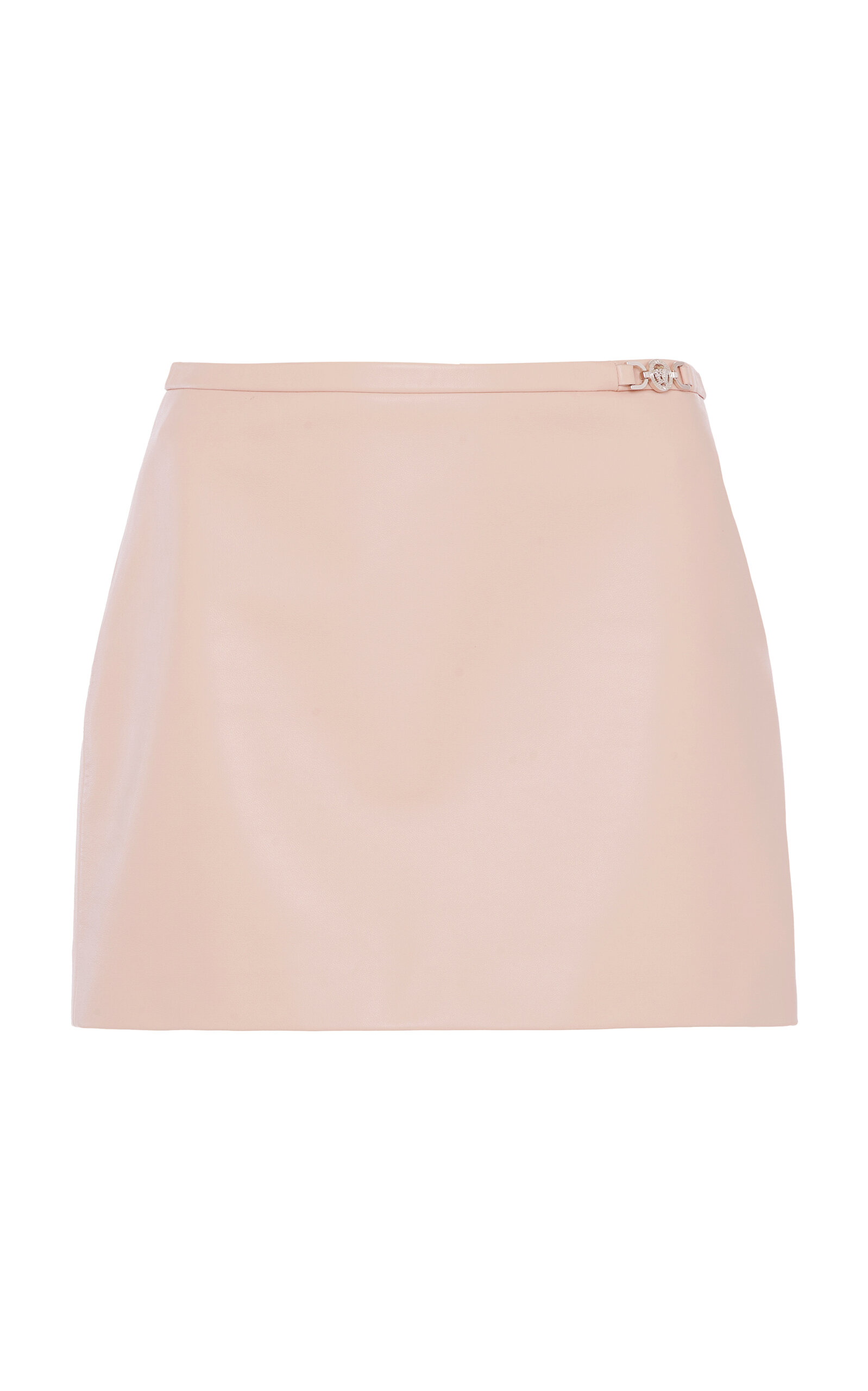 Shop Versace Leather Mini Skirt In Pink