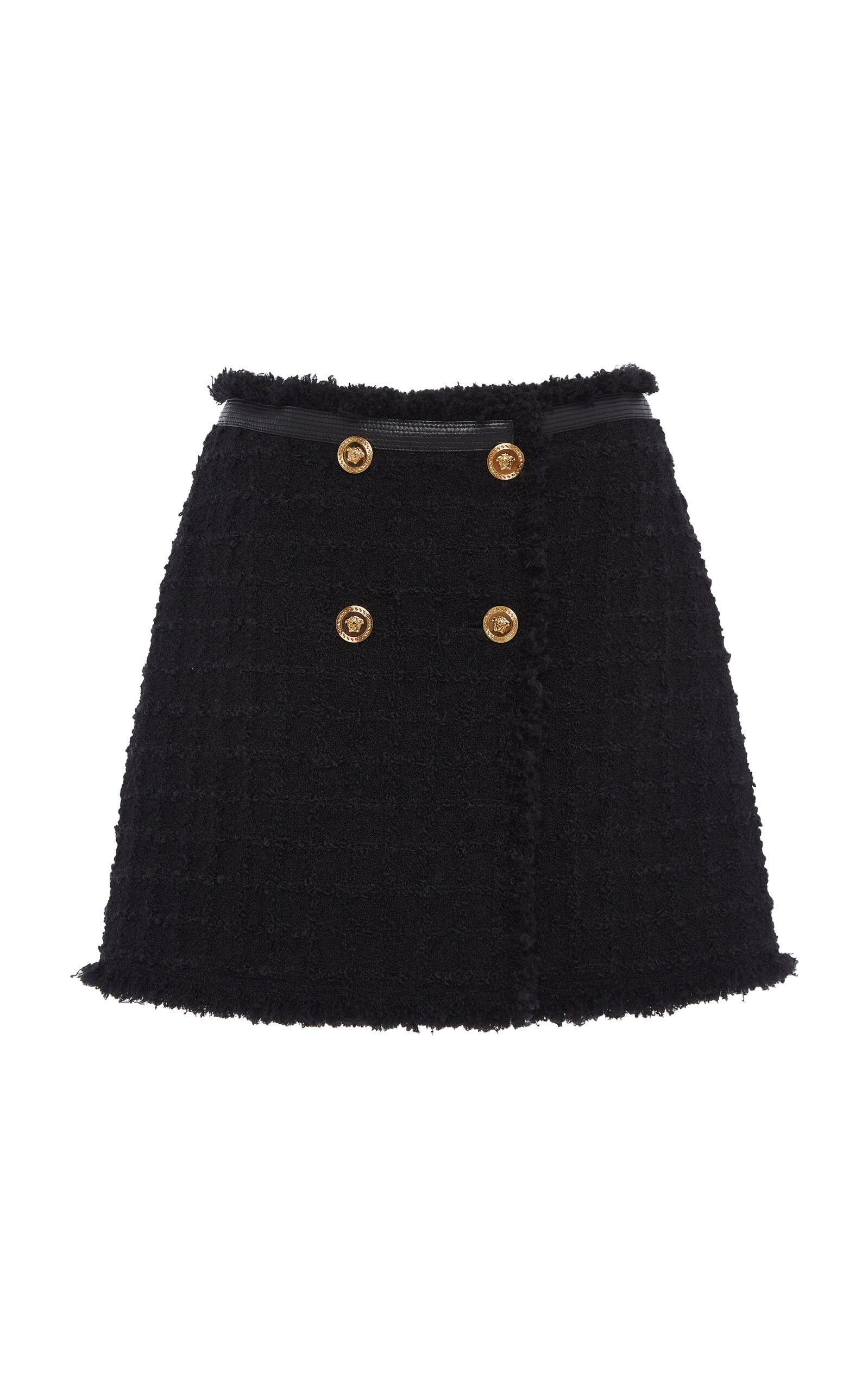 Shop Versace Tweed Mini Skirt In Black