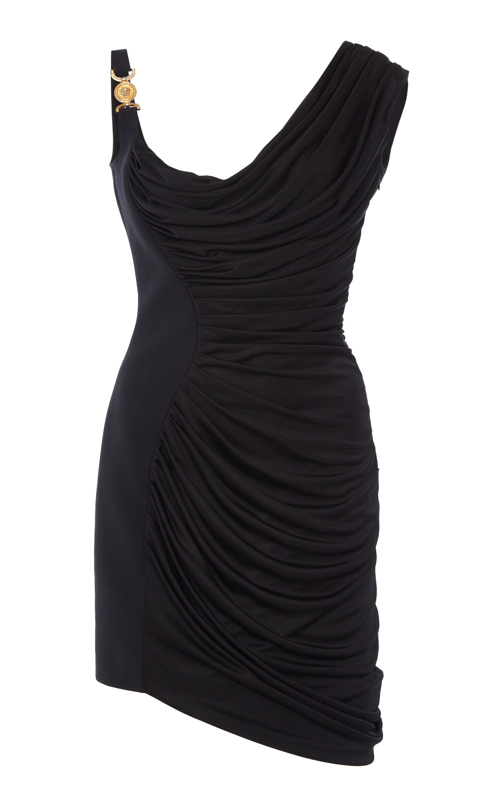 Versace Medusa '95 Draped Mini Dress In Black