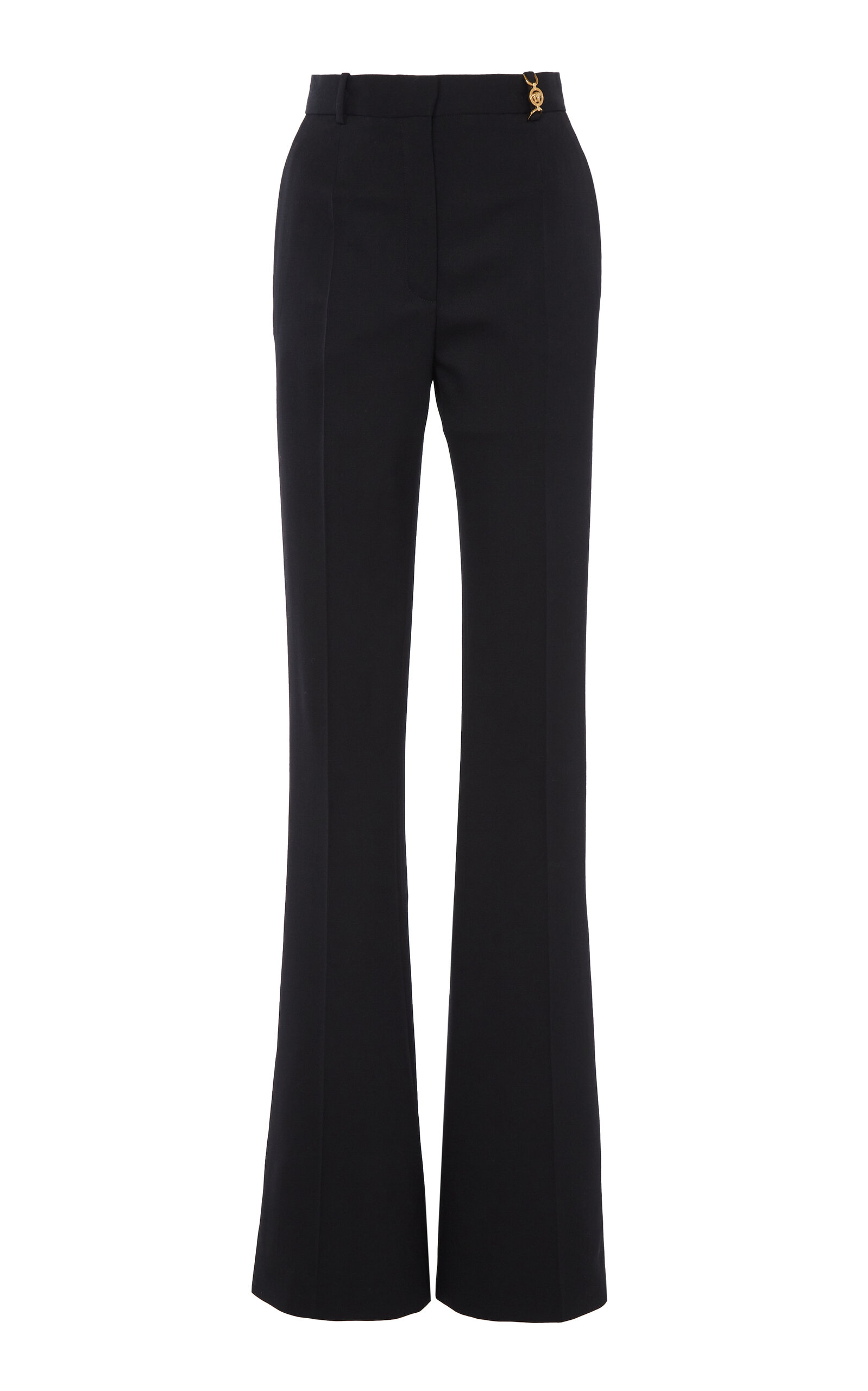 Versace Stretch Wool Flare Trousers In Black