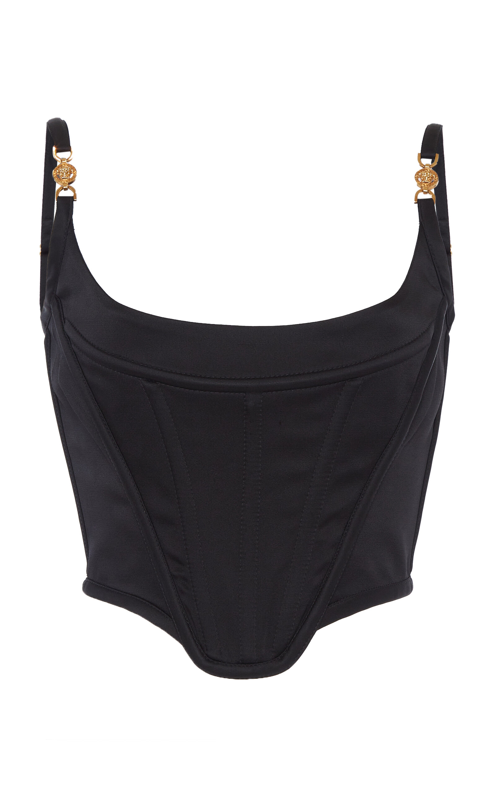 Versace Medusa Corset Top In Satin In Black
