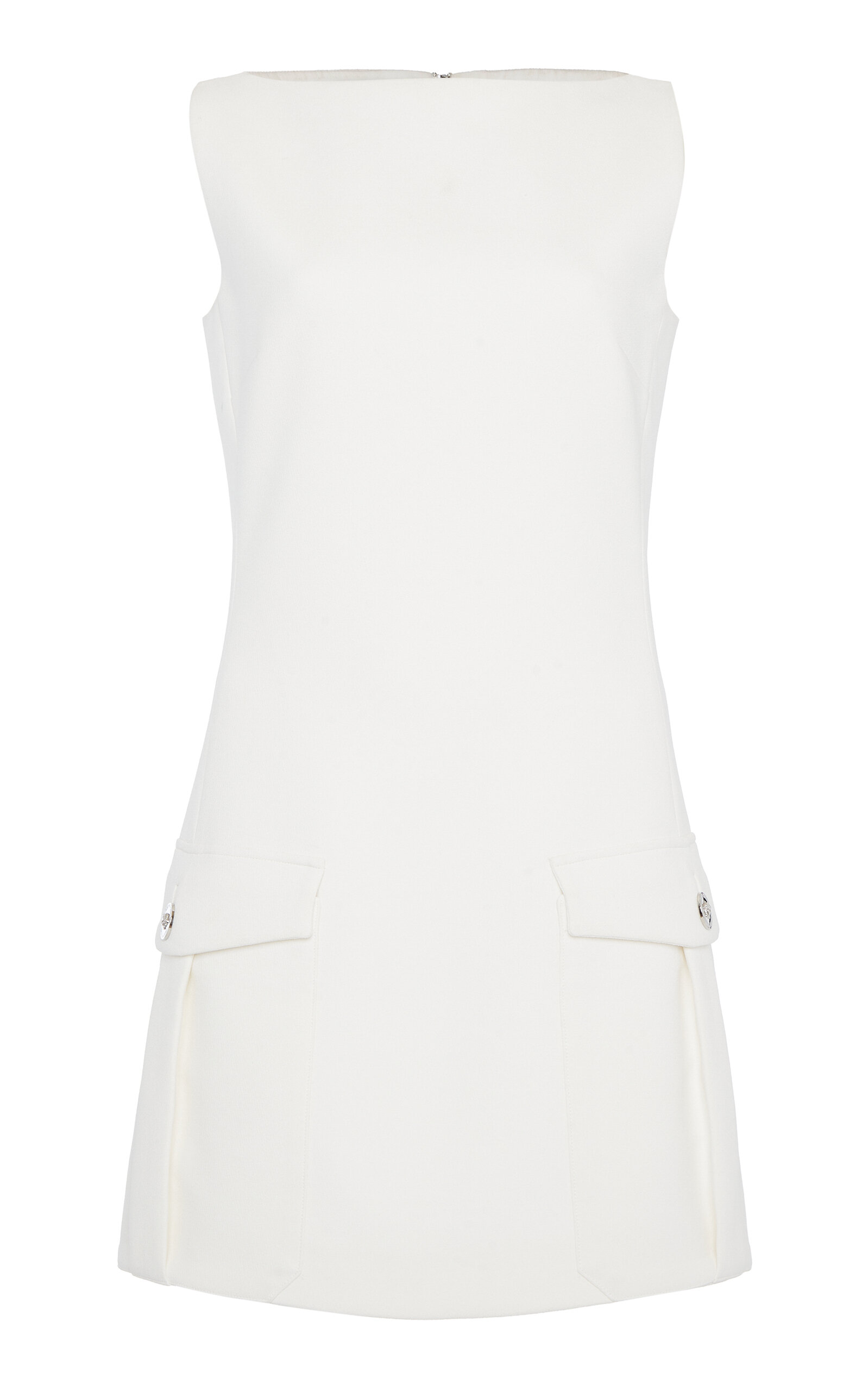 Shop Versace Sleeveless Crepe Mini Dress In White