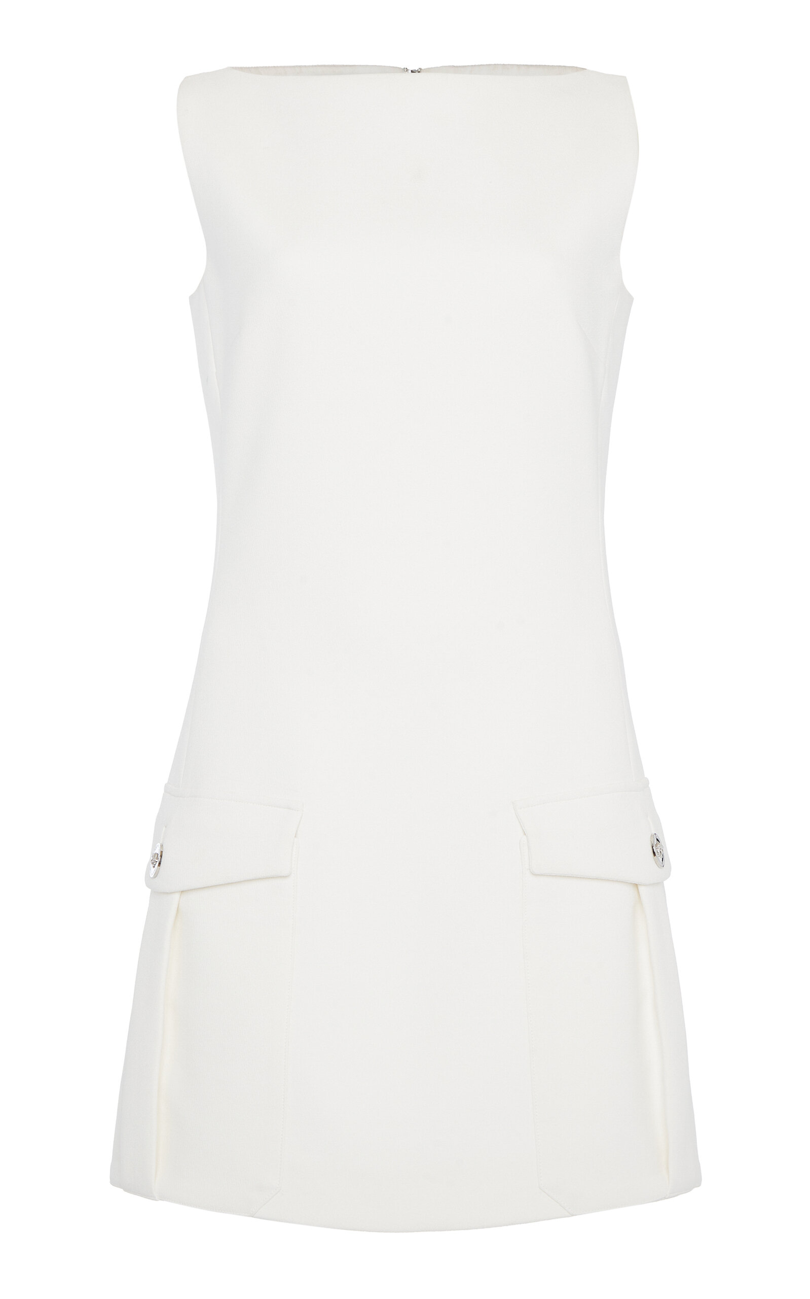 Versace Crepe Mini Dress With Patch Pockets In White