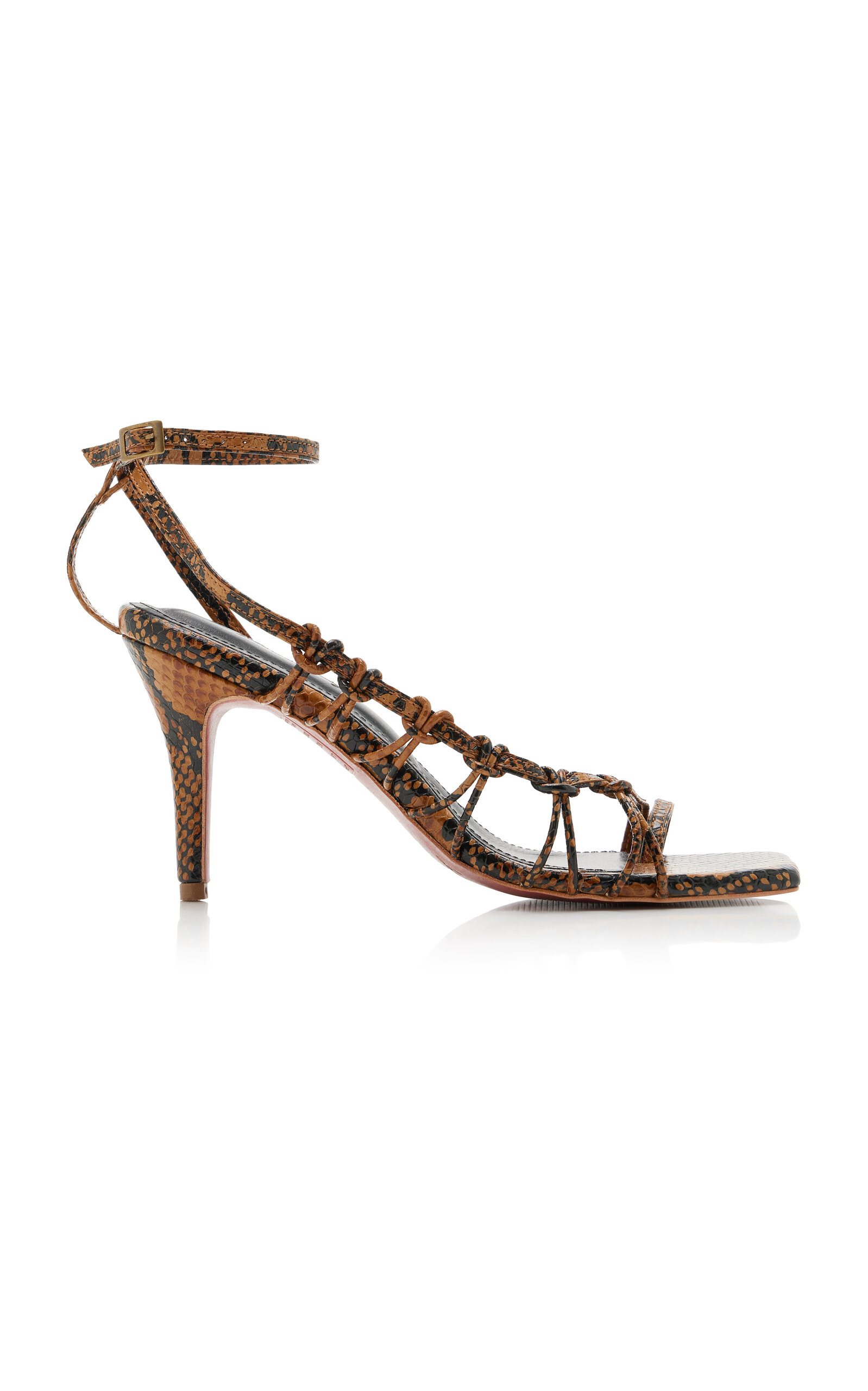 Johanna Ortiz Aventurera Nocturna Python-embossed Leather Sandals In Brown