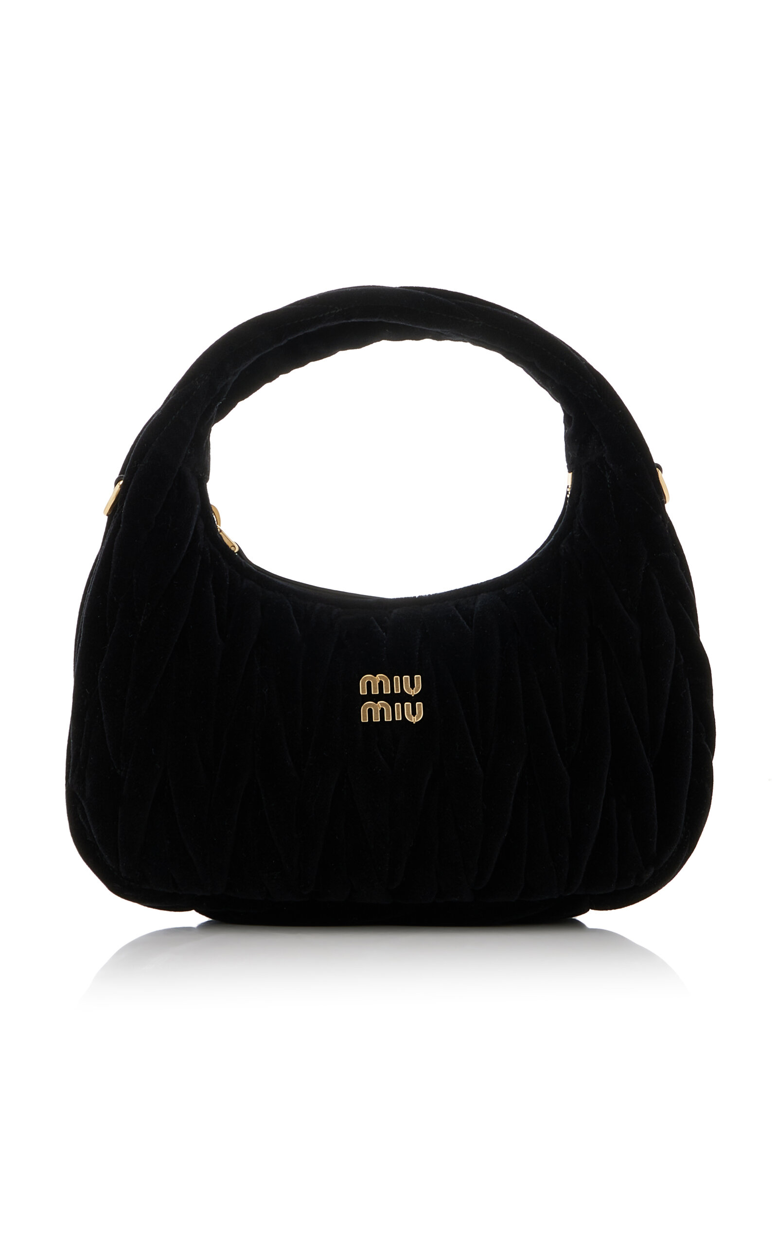 Miu Miu Wander Quilted Velvet Shoulder Bag - Black - OS - Men's Bags