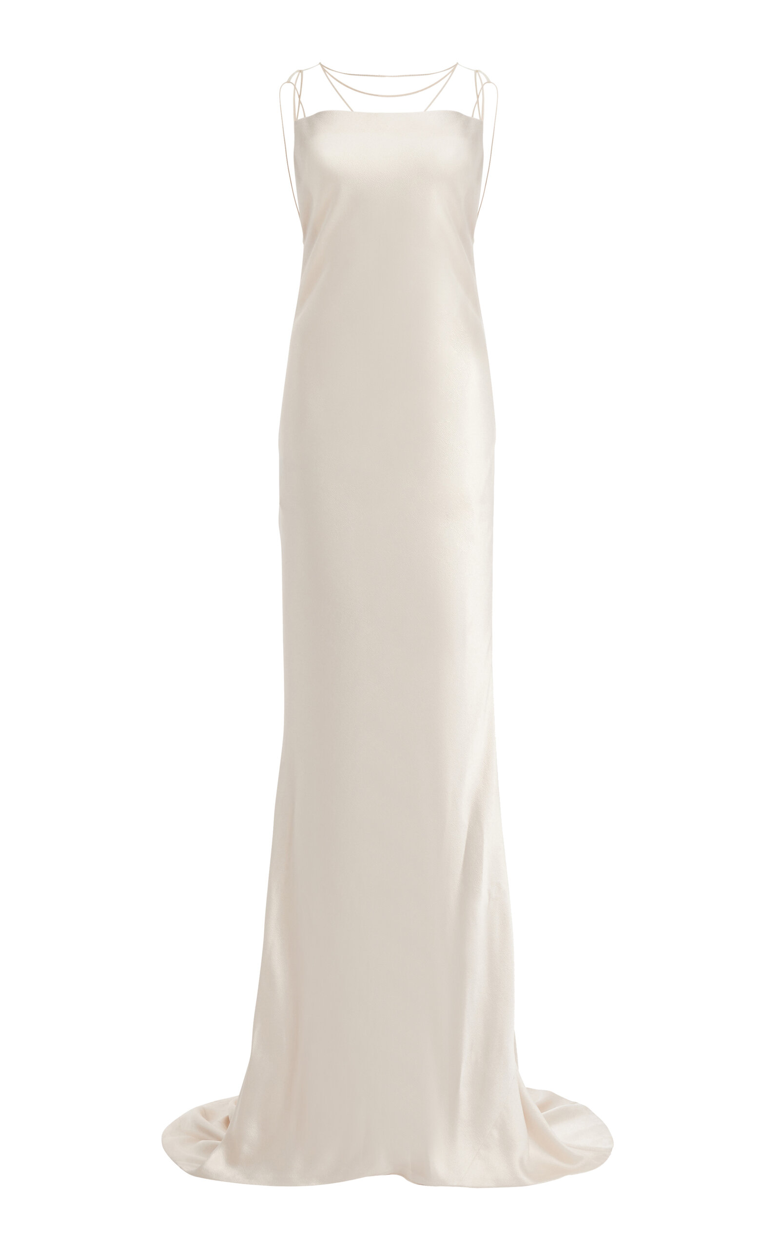 Maison Margiela Open-back Tulle-trimmed Duchesse-satin Gown In Ivory
