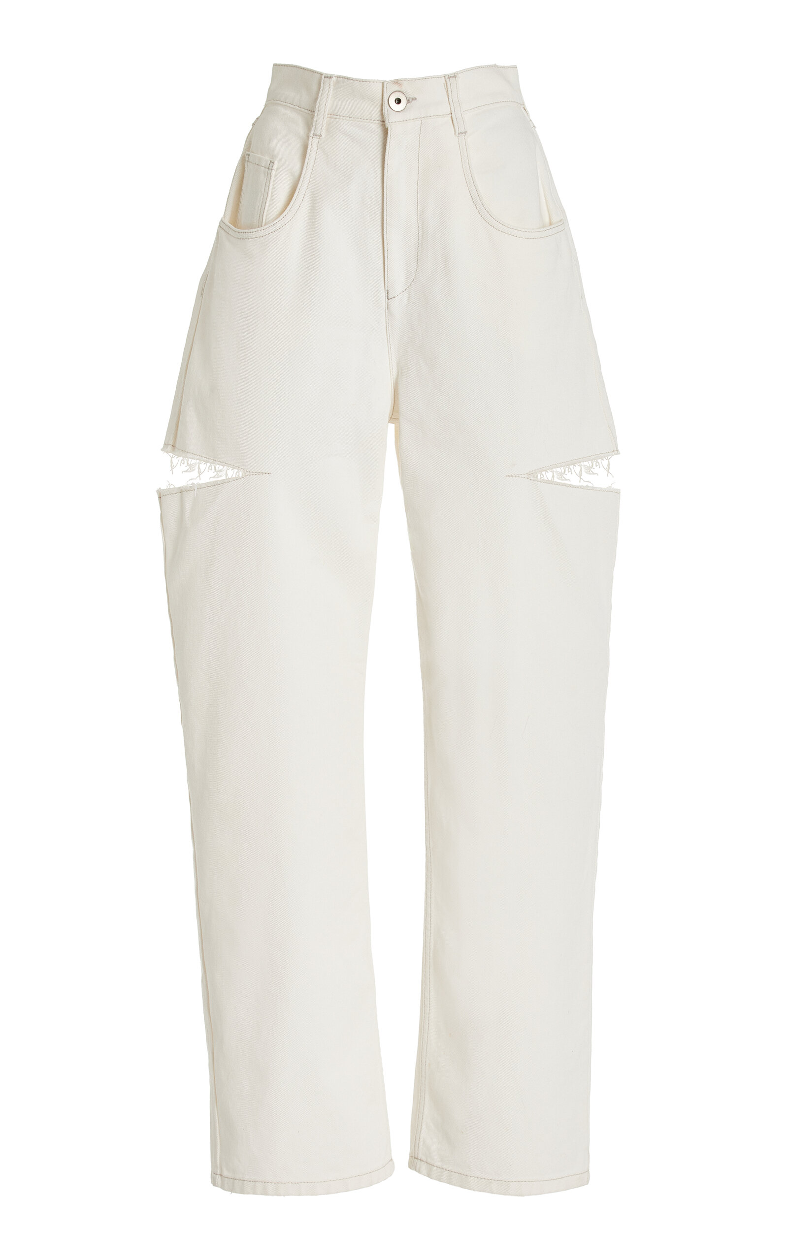 Shop Maison Margiela Cutout Nylon-blend Jeans In White