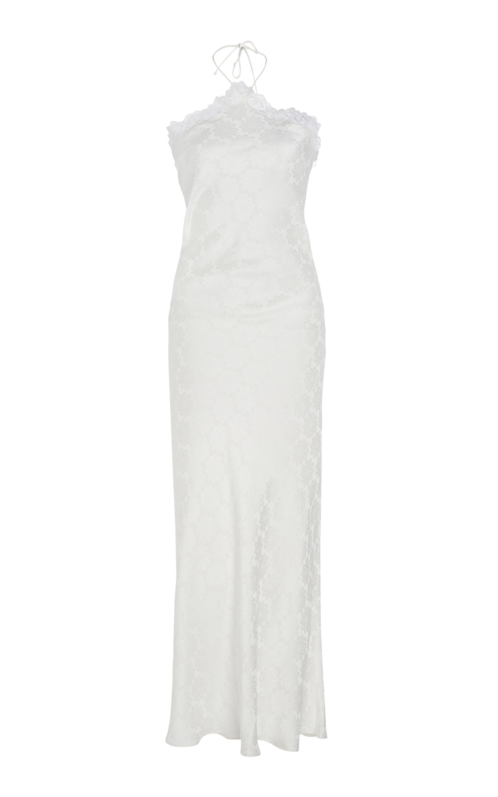 Shop Stella Mccartney Lace-trimmed Floral Jacquard Midi Dress In White