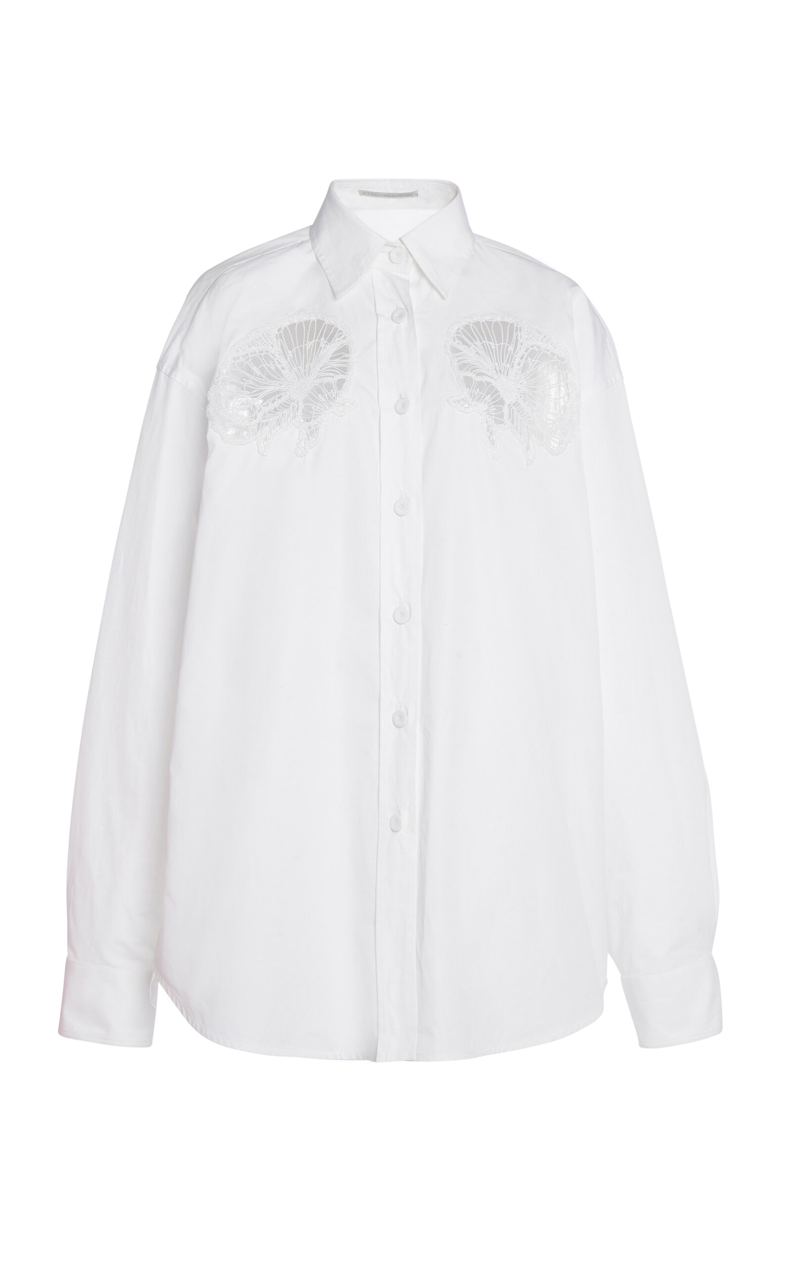 Stella McCartney - Broderie Anglaise Cotton Poplin Shirt - White - IT 40 - Moda Operandi