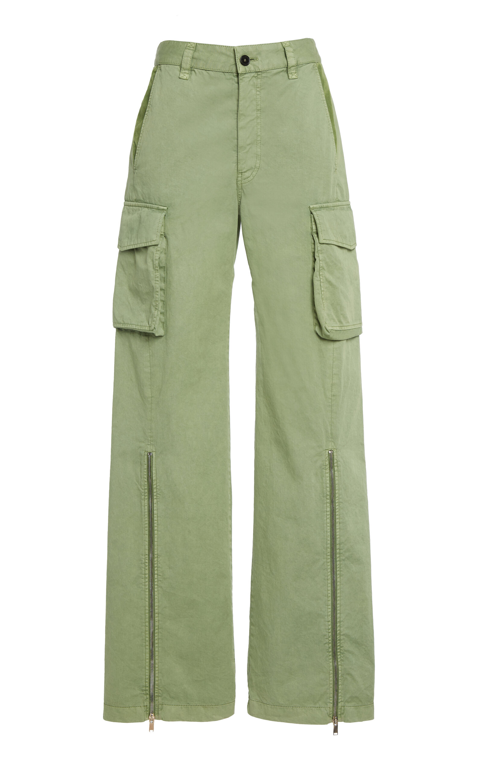 Shop Stella Mccartney Cotton Wide-leg Cargo Pants In Green