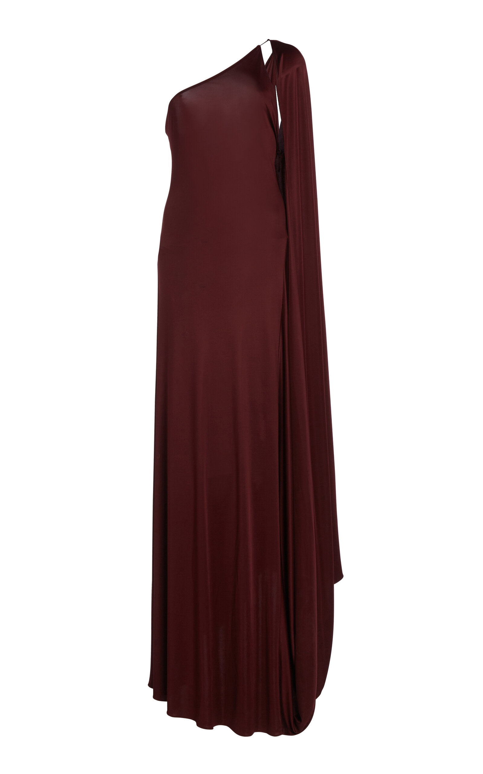 Shop Stella Mccartney Draped Asymmetric Jersey Maxi Dress In Red