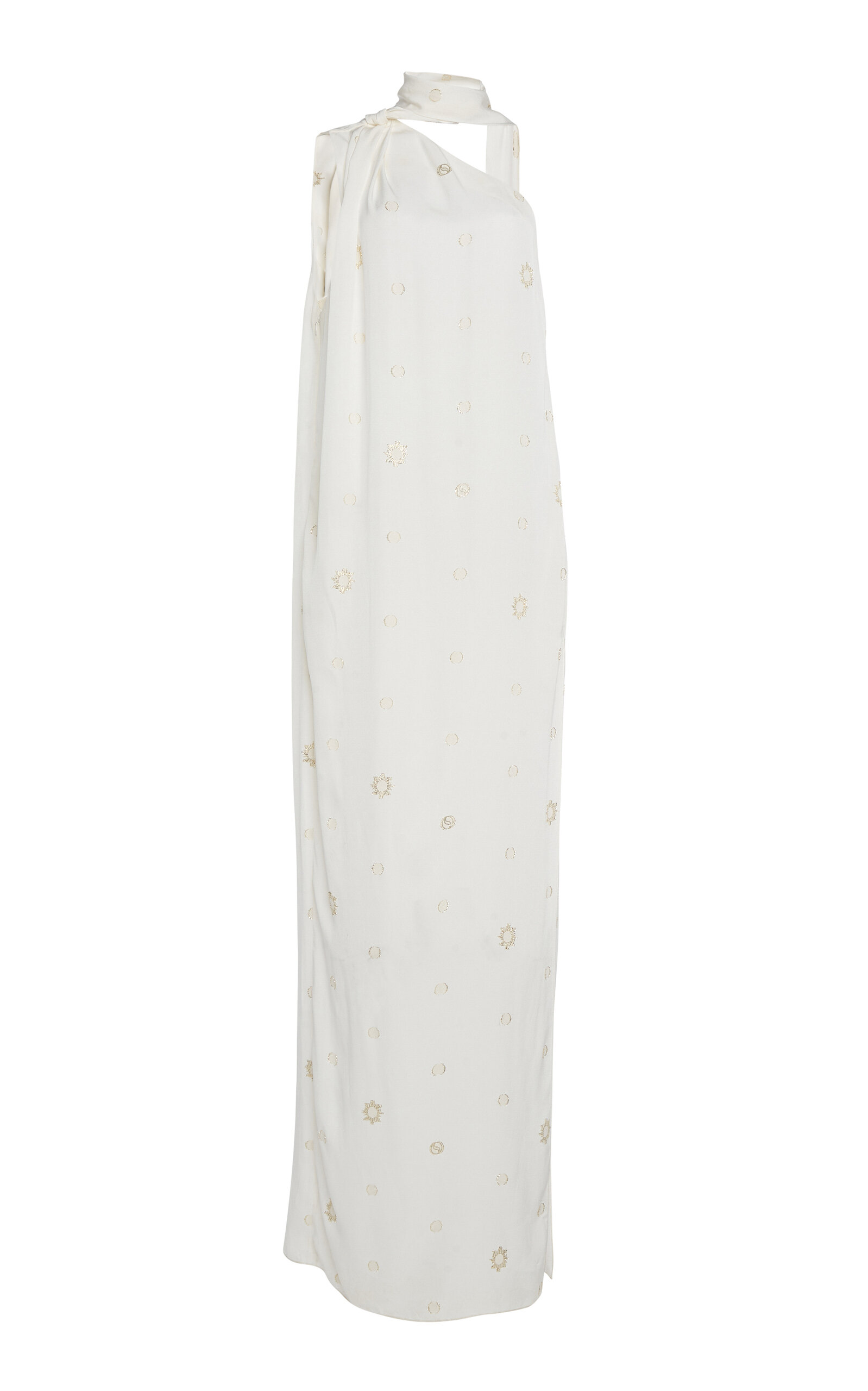 Stella Mccartney Scarf-detailed Asymmetric Maxi Dress In White