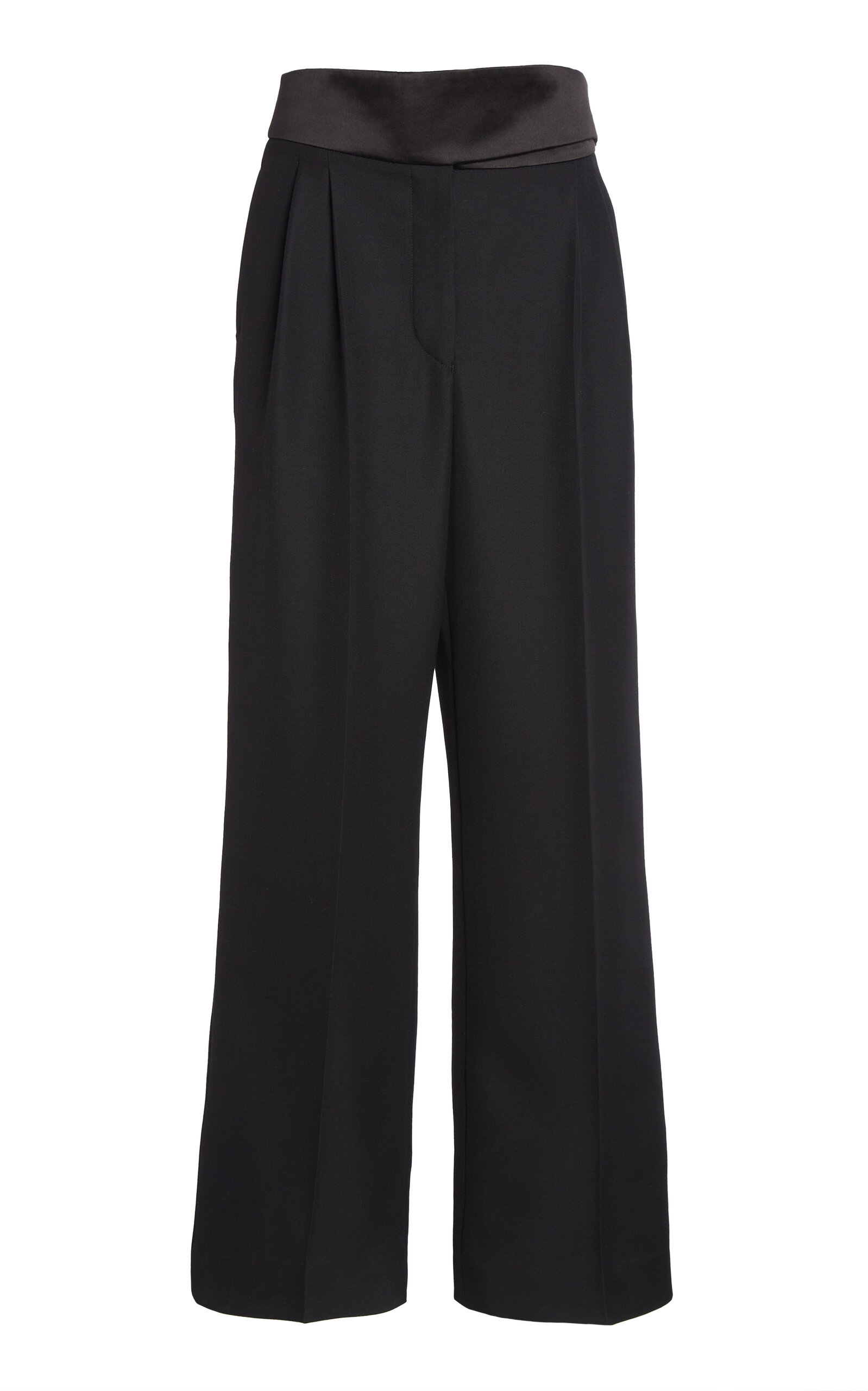 Shop Stella Mccartney Festive Cummerbund Wool Wide-leg Pants In Black