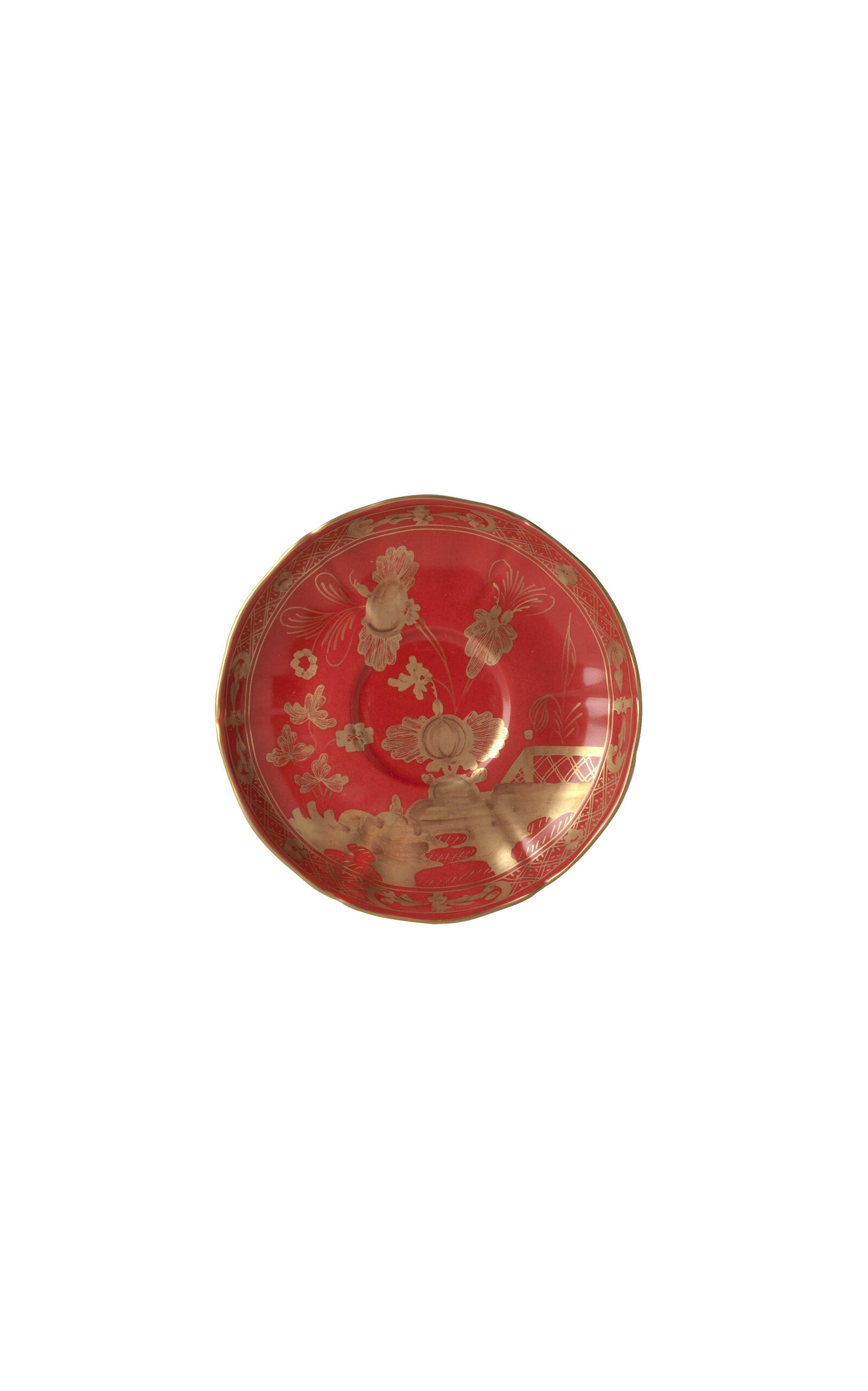 Ginori 1735 Antico Doccia Porcelain Tea Saucer In Red