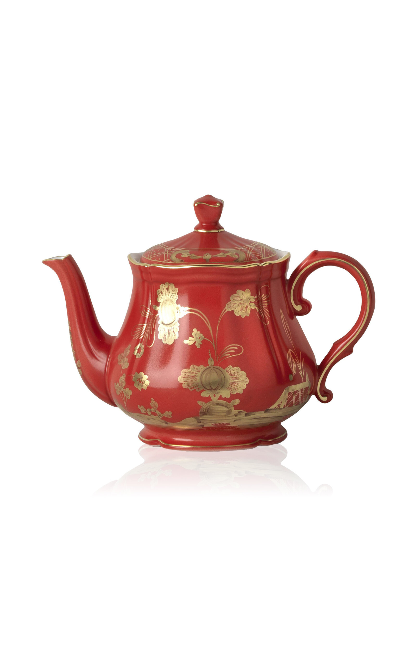 Ginori 1735 Antico Doccia Porcelain Teapot In Red