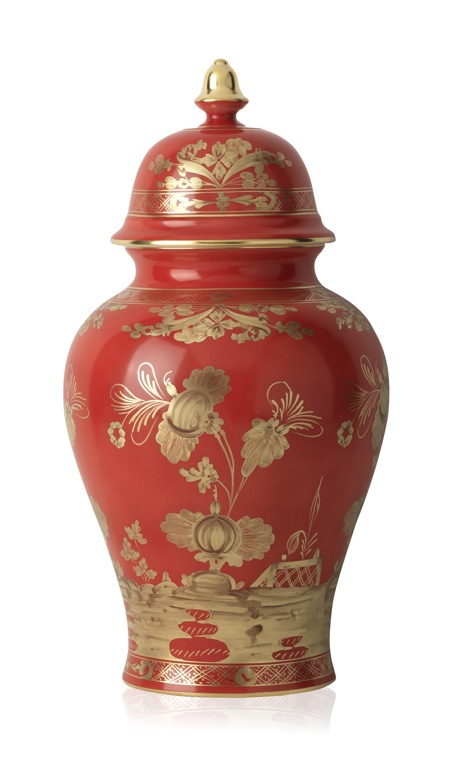 Ginori 1735 Porcelain Potiche Vase In Red