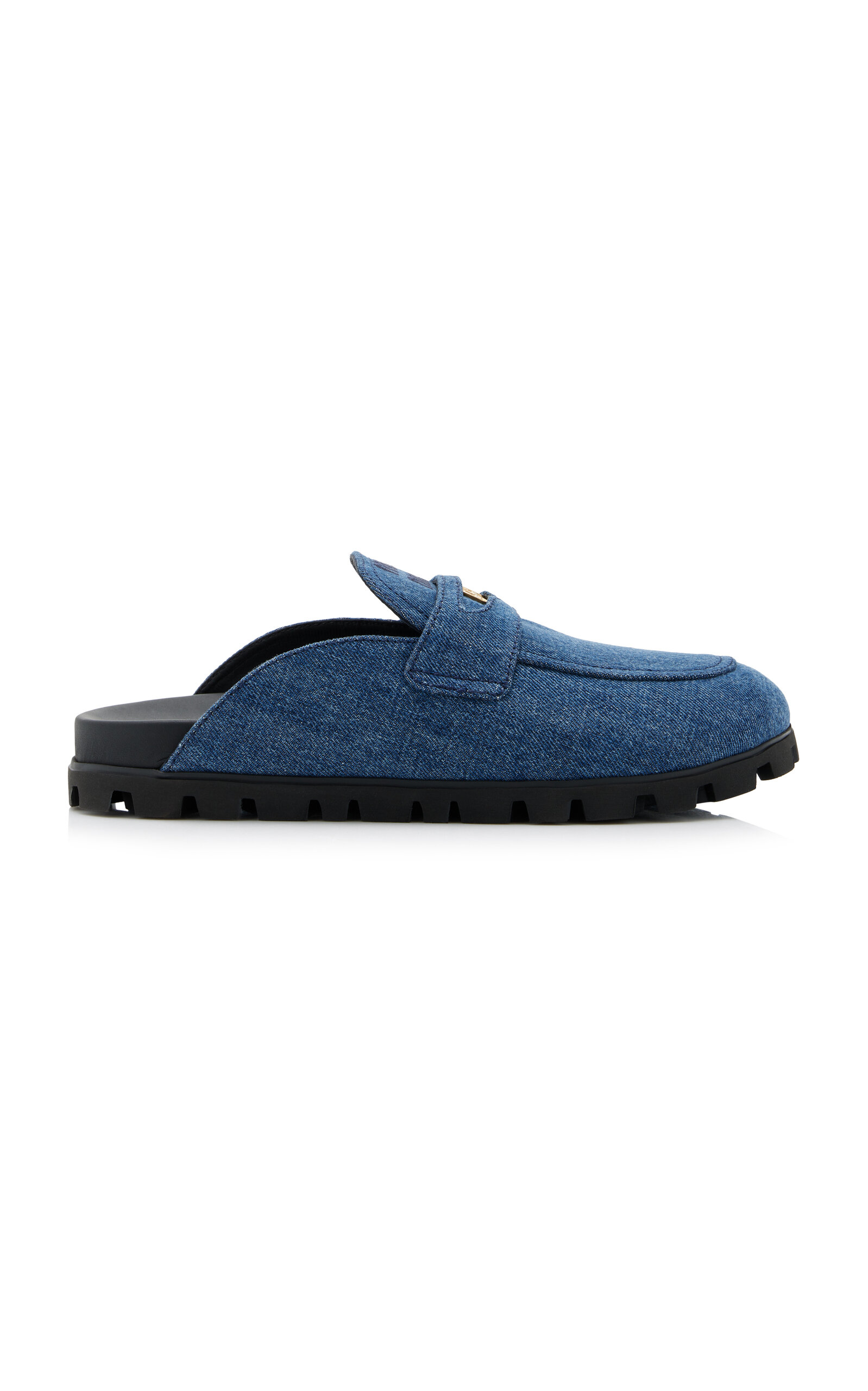 Miu Miu Denim Loafers In Blue