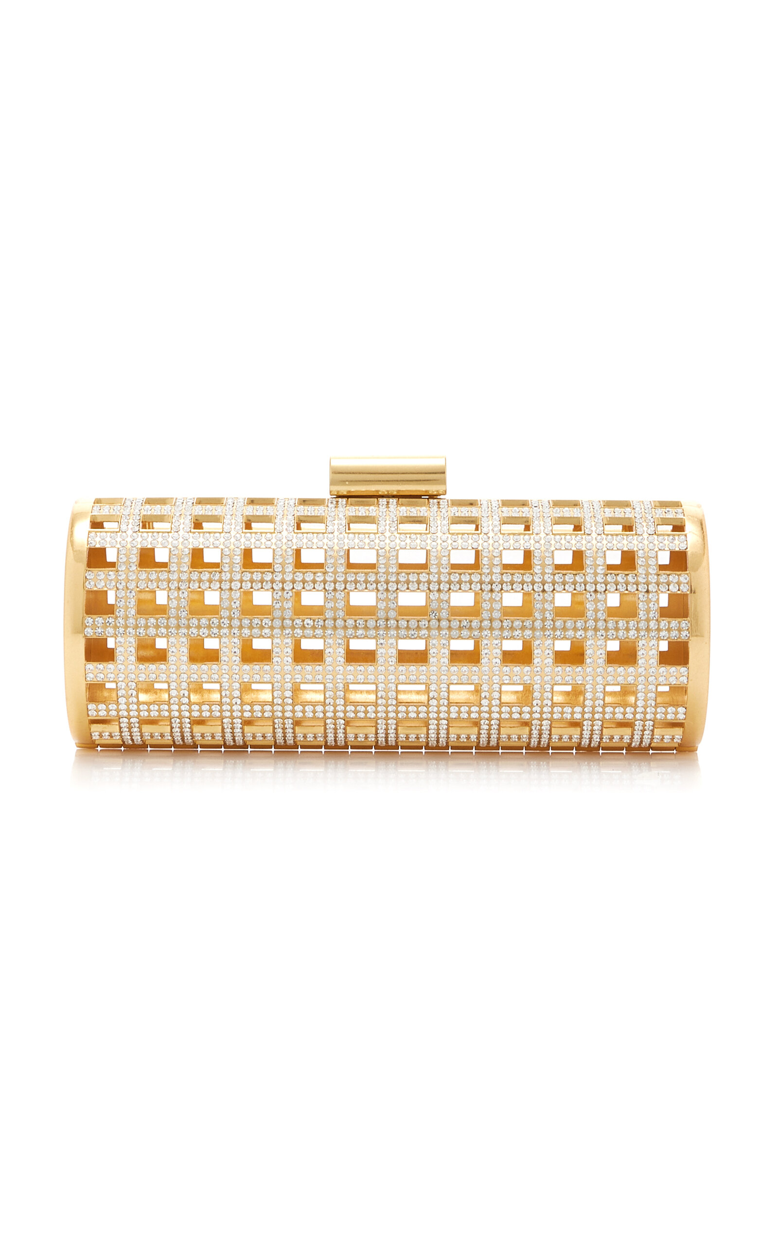 Aviary Crystal-Embellished Gold-Tone Cage Clutch
