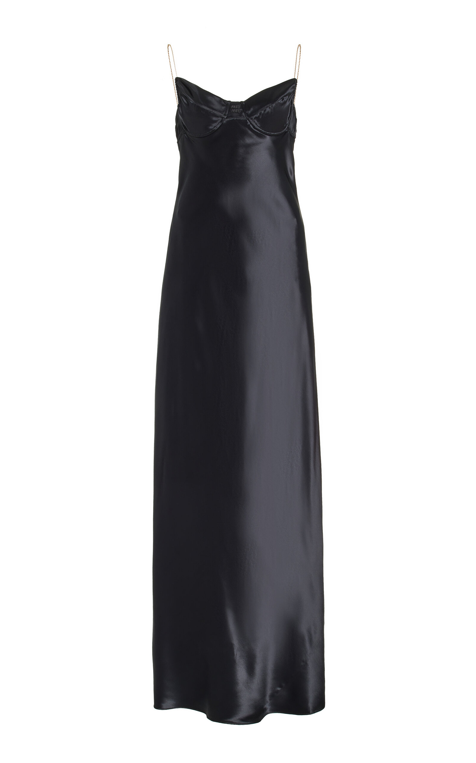 Miu Miu Satin Bustier Maxi Dress - Black