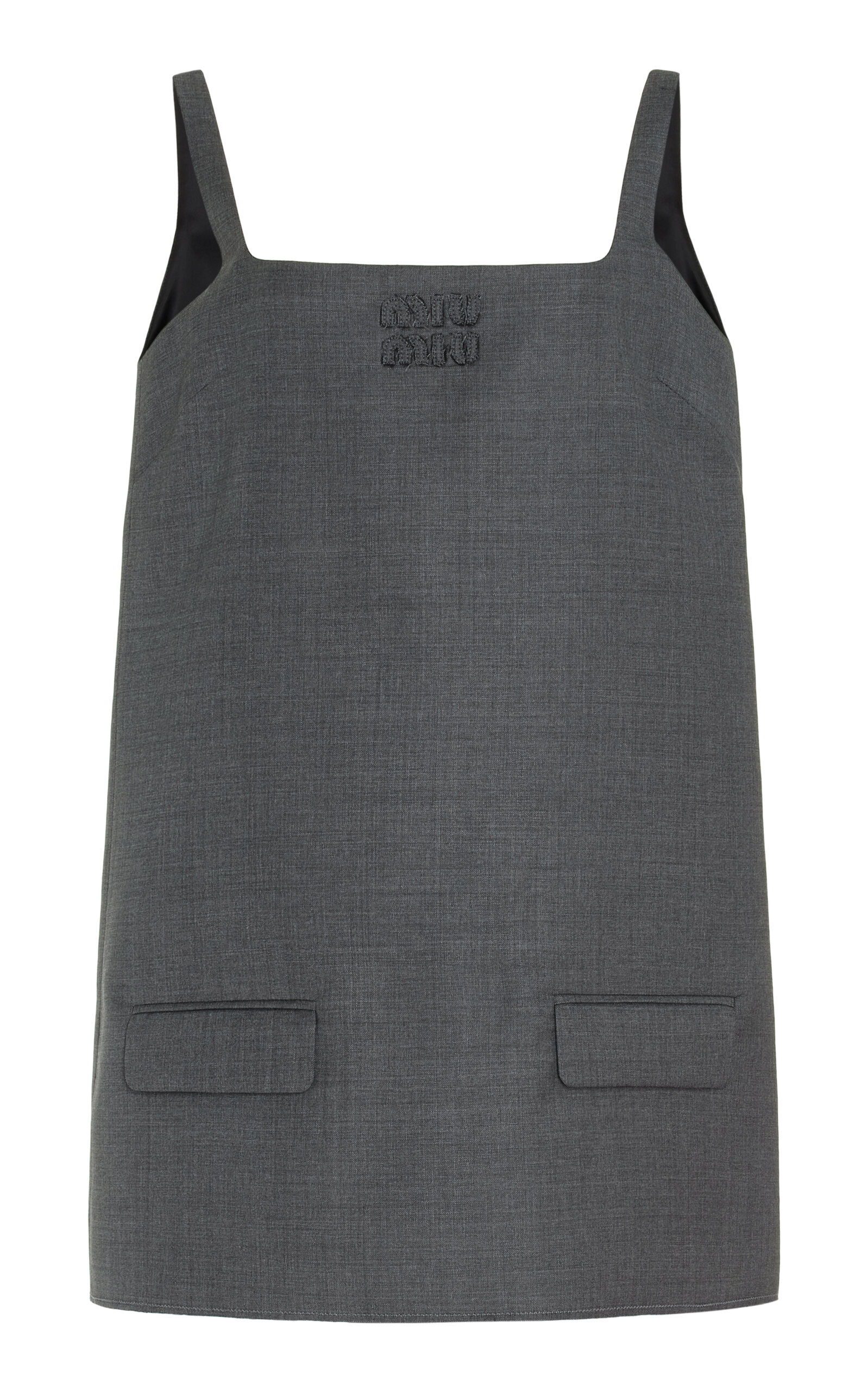 Shop Miu Miu Boxy Wool Mini Blazer Dress In Grey