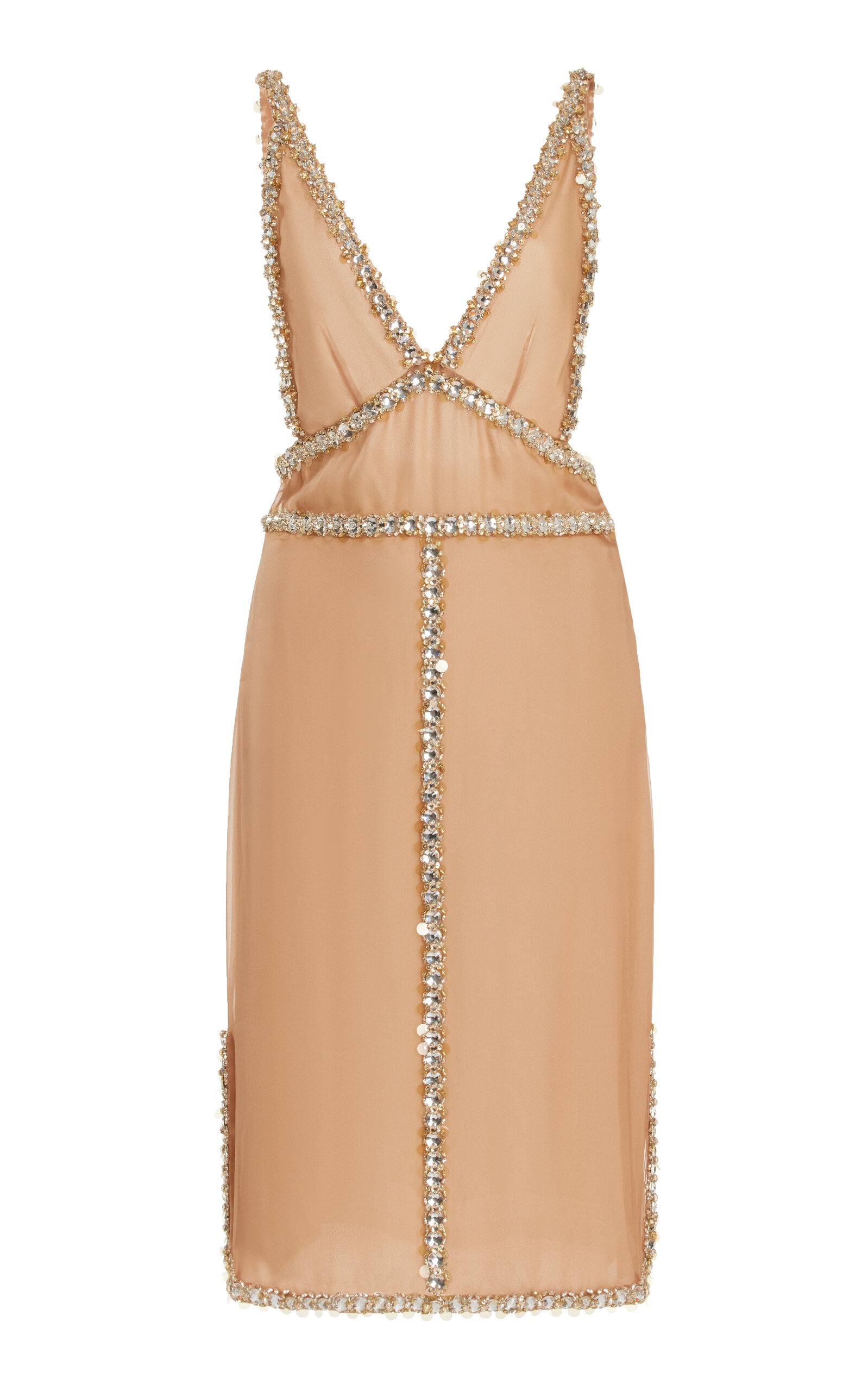 Miu Miu Crystal-Embellished Silk Chiffon Mini Dress