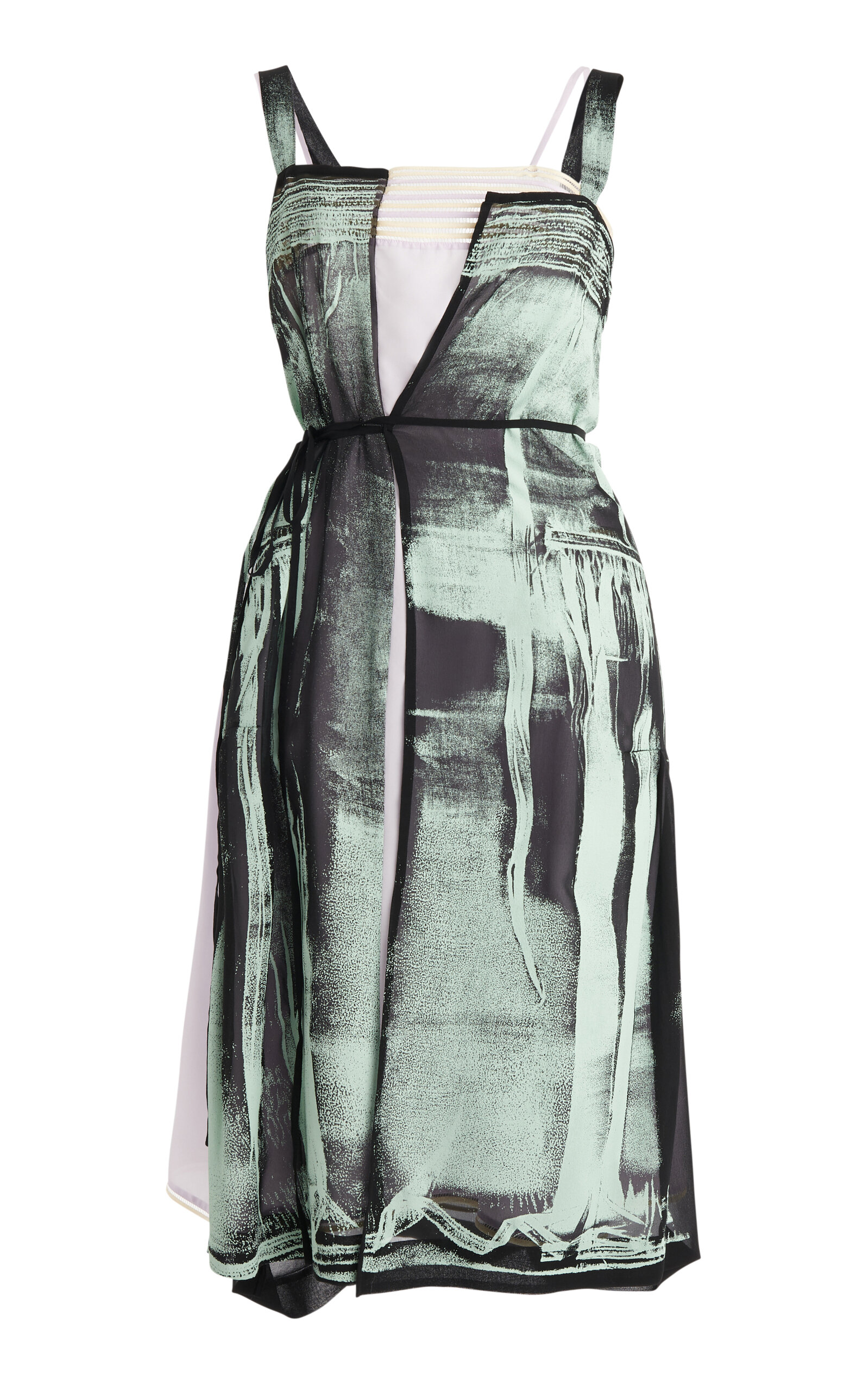 Maison Margiela Wrapped Silk Midi Dress In Multicolor