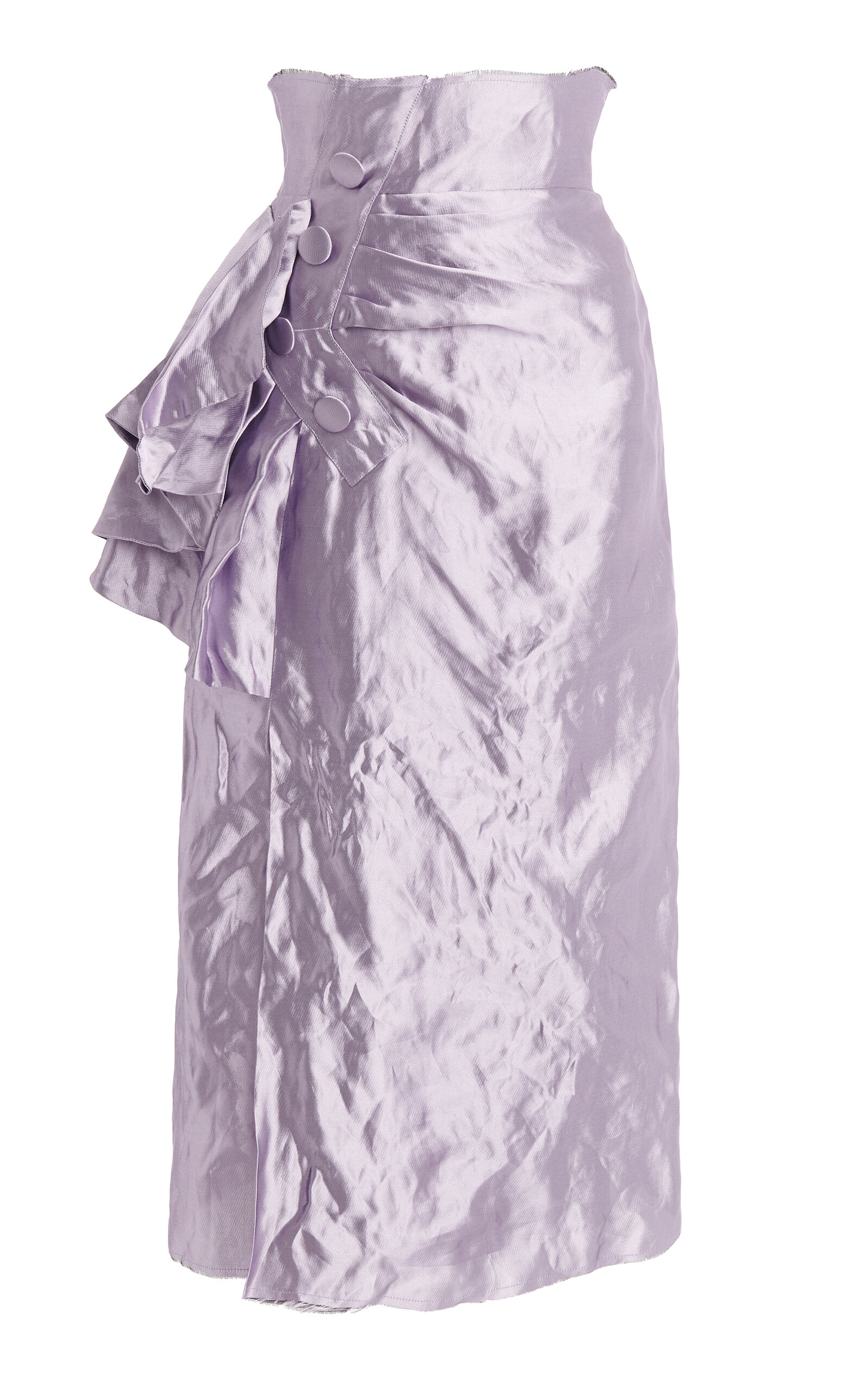 Maison Margiela Gathered Metallic Silk Midi Skirt In Purple