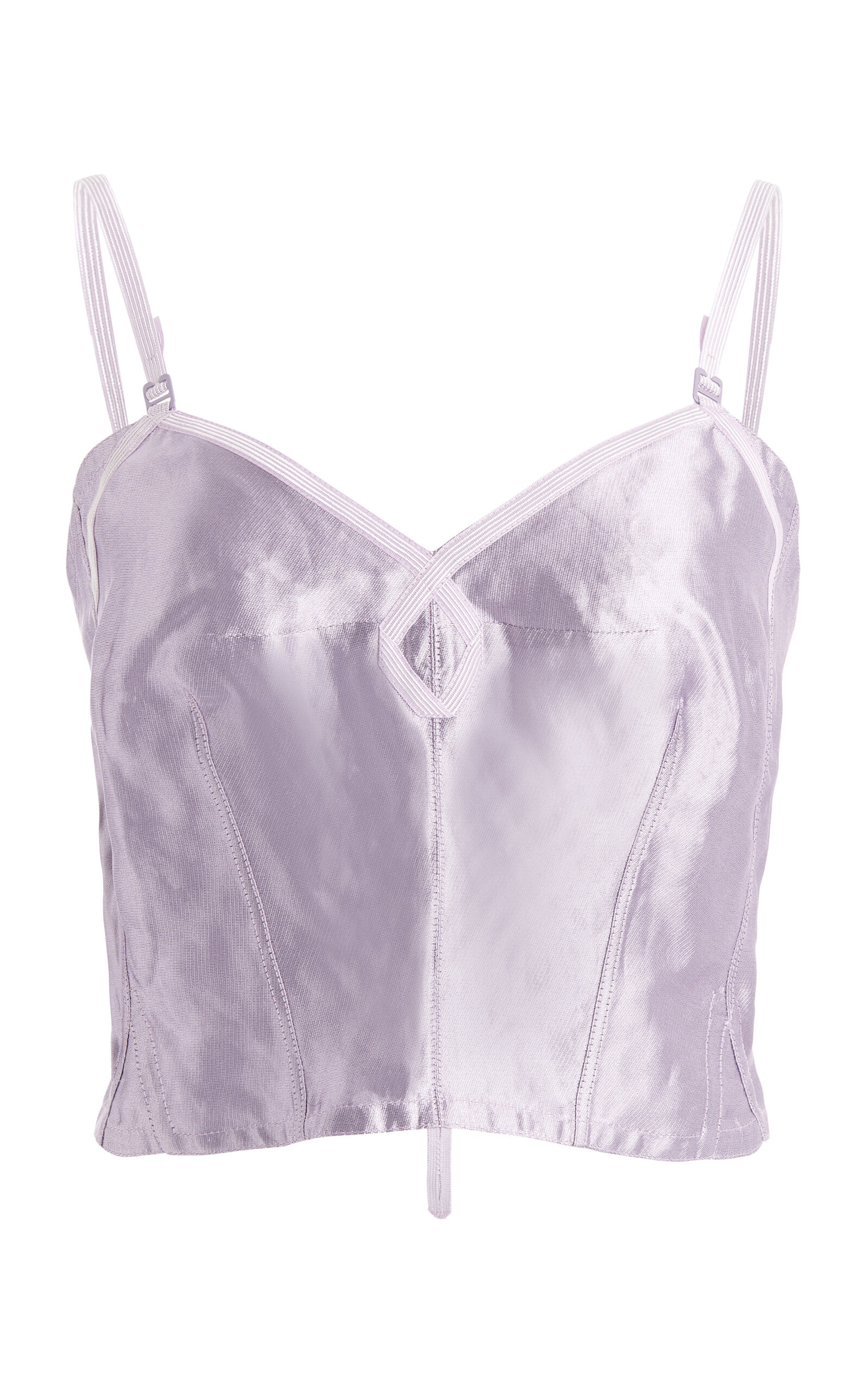 Maison Margiela Metallic Silk Crop Top In Purple