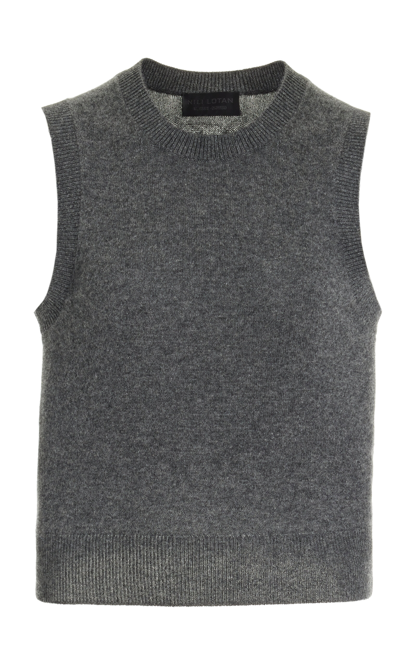 Shop Nili Lotan May Sleeveless Cashmere Sweater In Dark Grey