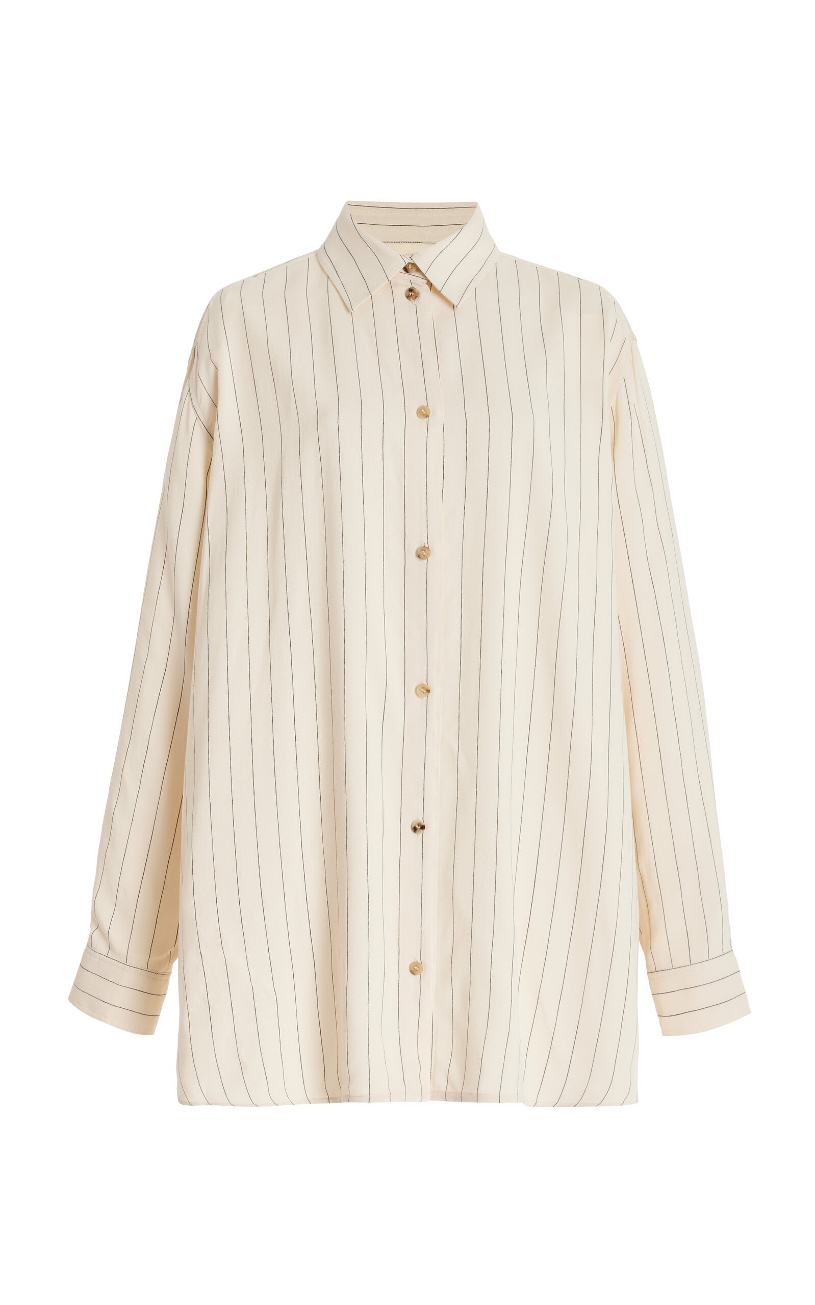 Shop Totême Oversized Pinstriped Shirt In White