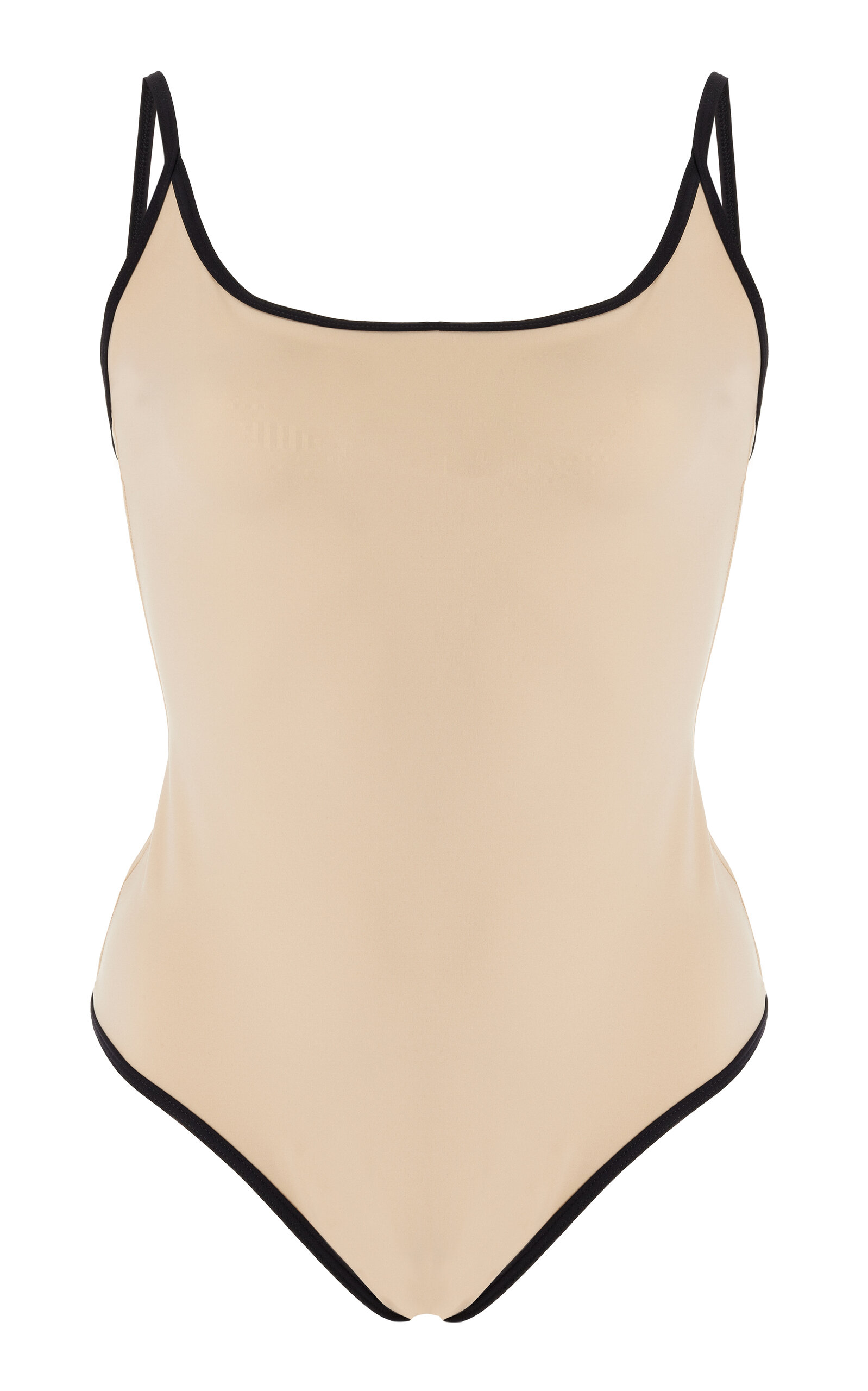 Totême Contrasting-trim Scoop-neck Swimsuit In Neutral