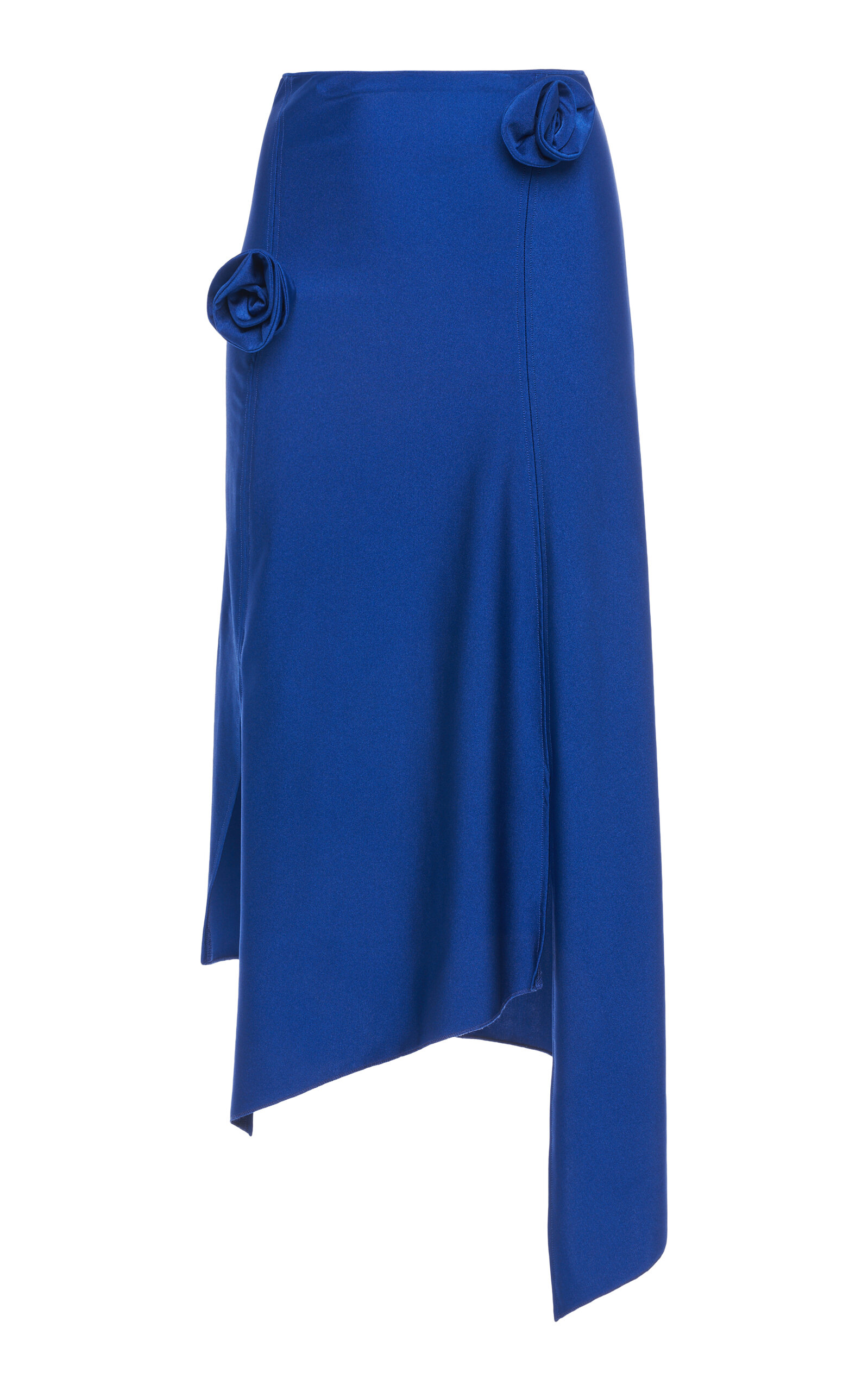 Shop Coperni Flower-embellished Asymmetric Cady Skirt In Blue