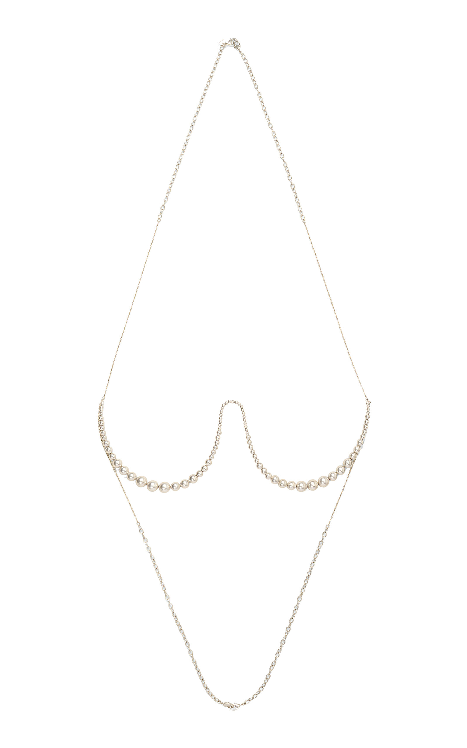 Cult Gaia Wren Pearl Bralette Chain In Silver