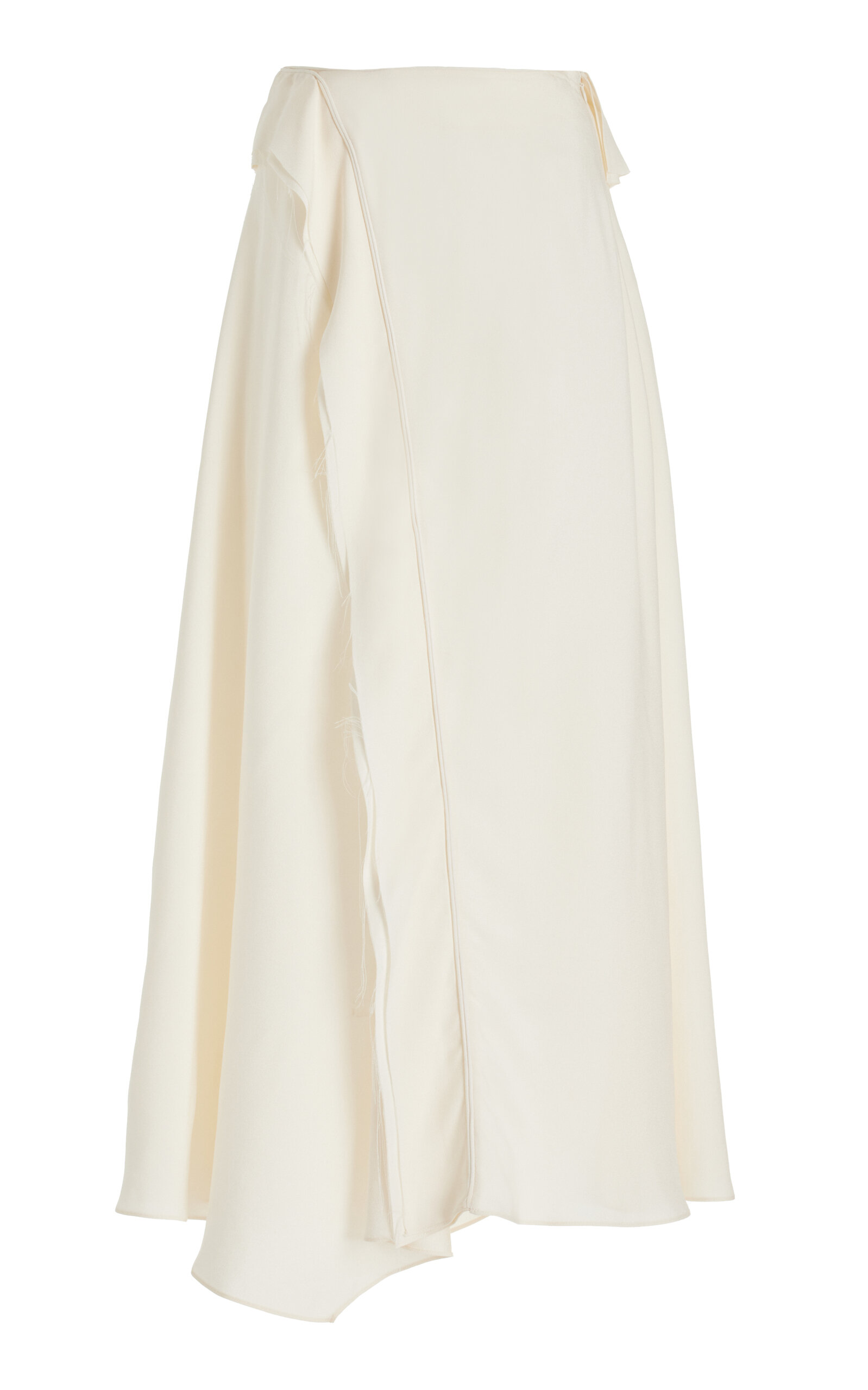 Shop Ulla Johnson Violette Ruffled Crepe Midi Wrap Skirt In White