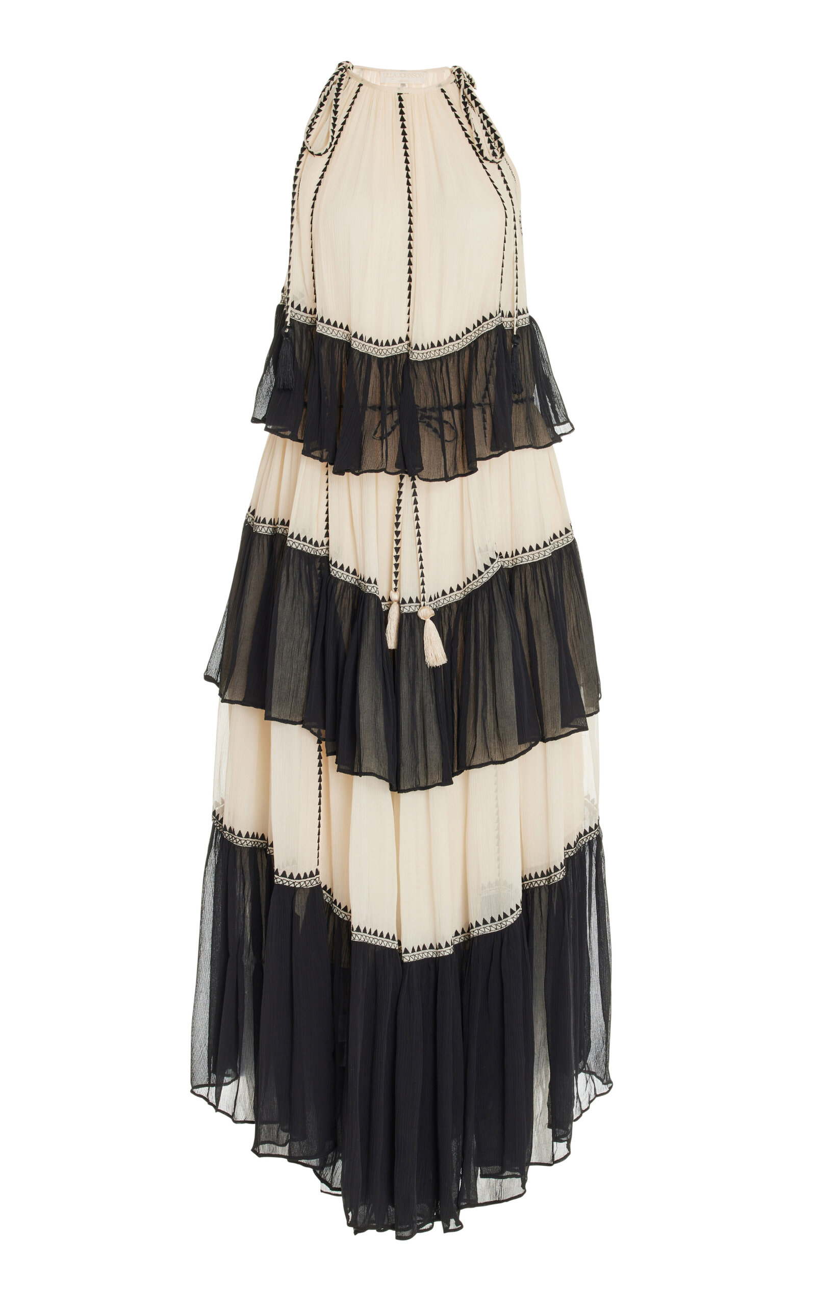 Ulla Johnson Delilah Colorblock Tiered Silk Georgette Maxi Dress in  Moonflower | Smart Closet