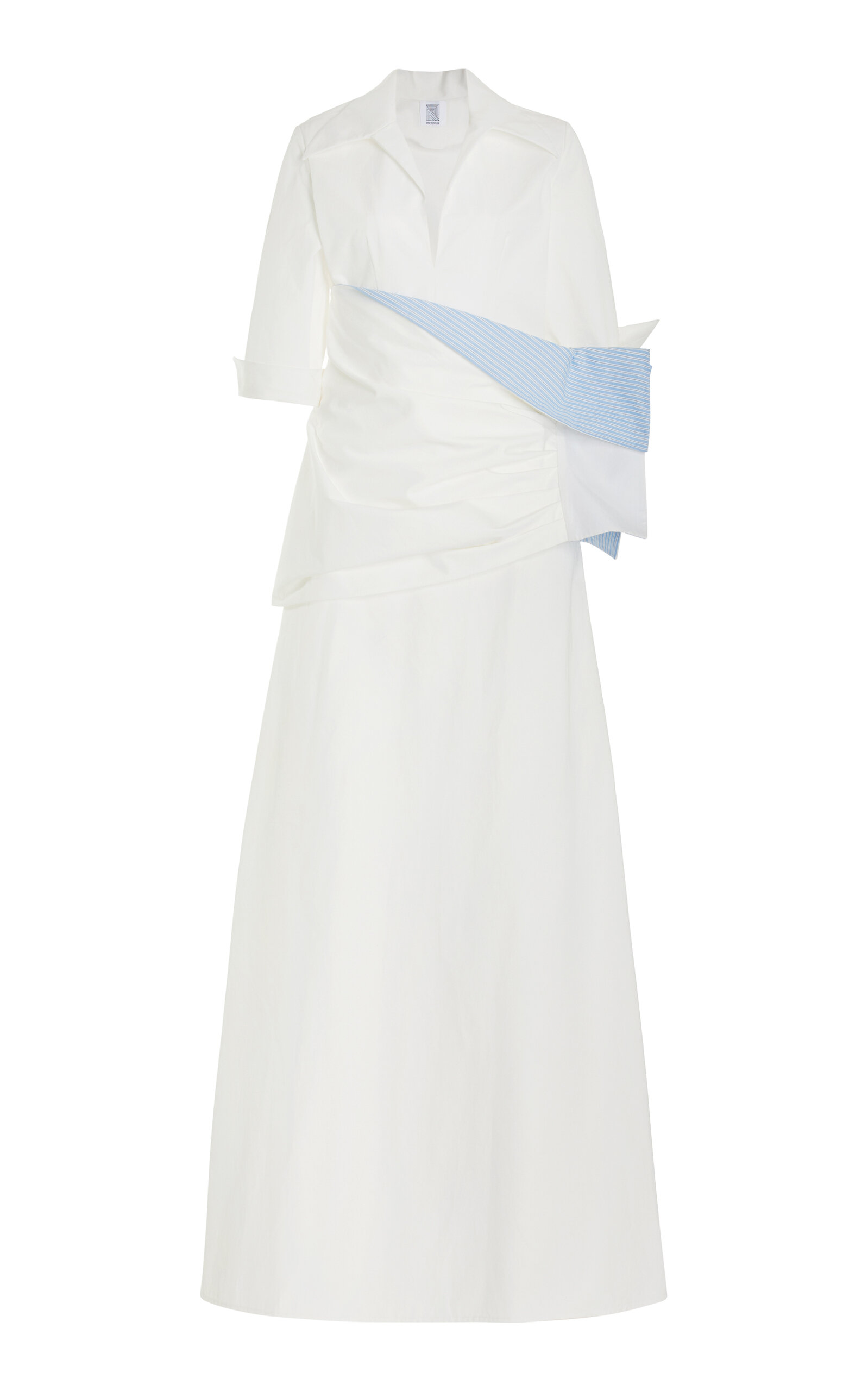 Rosie Assoulin Uptown Wrapped Cotton Maxi Shirt Dress In White