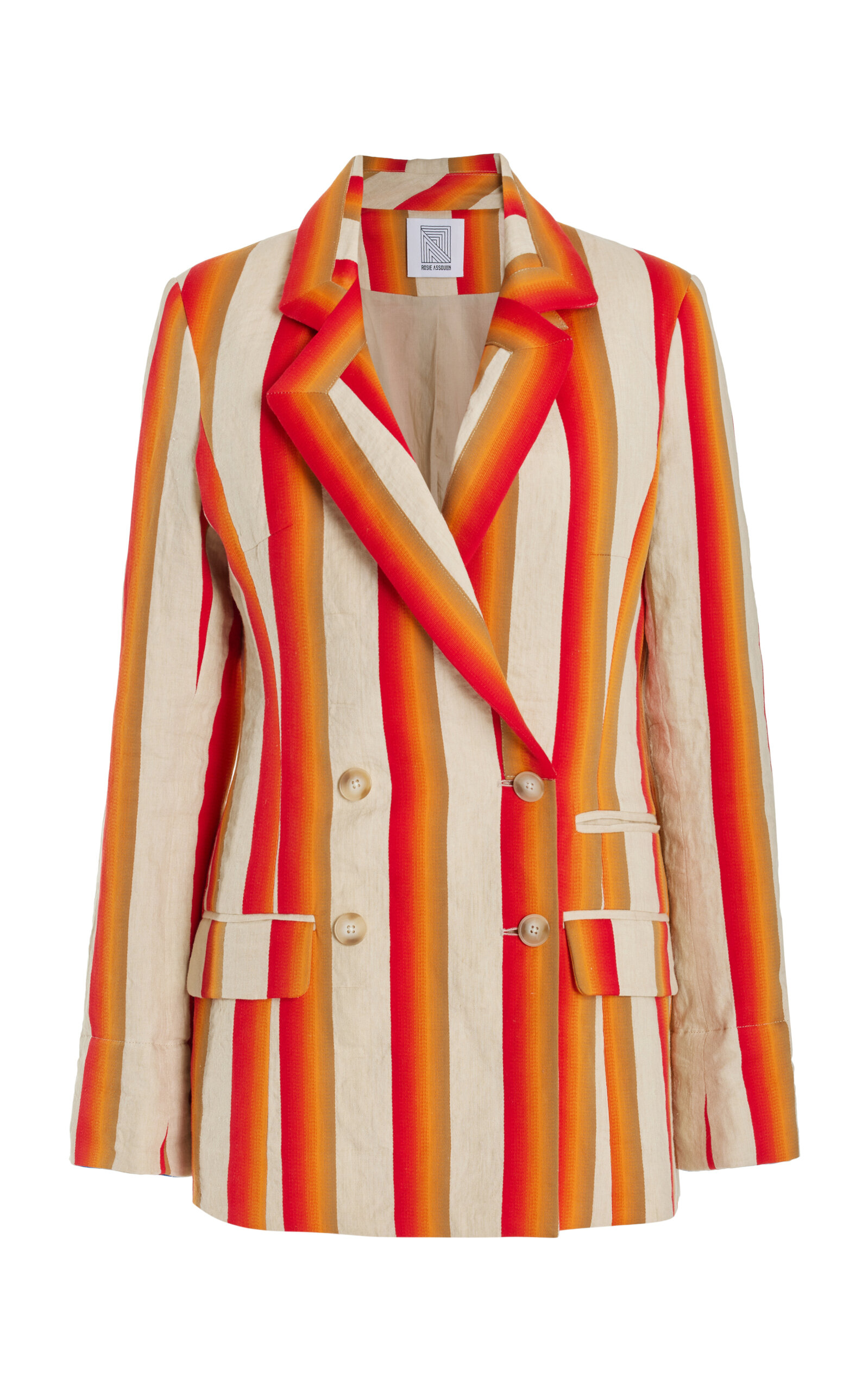 Rosie Assoulin Striped Linen-cotton Blazer Jacket In Print