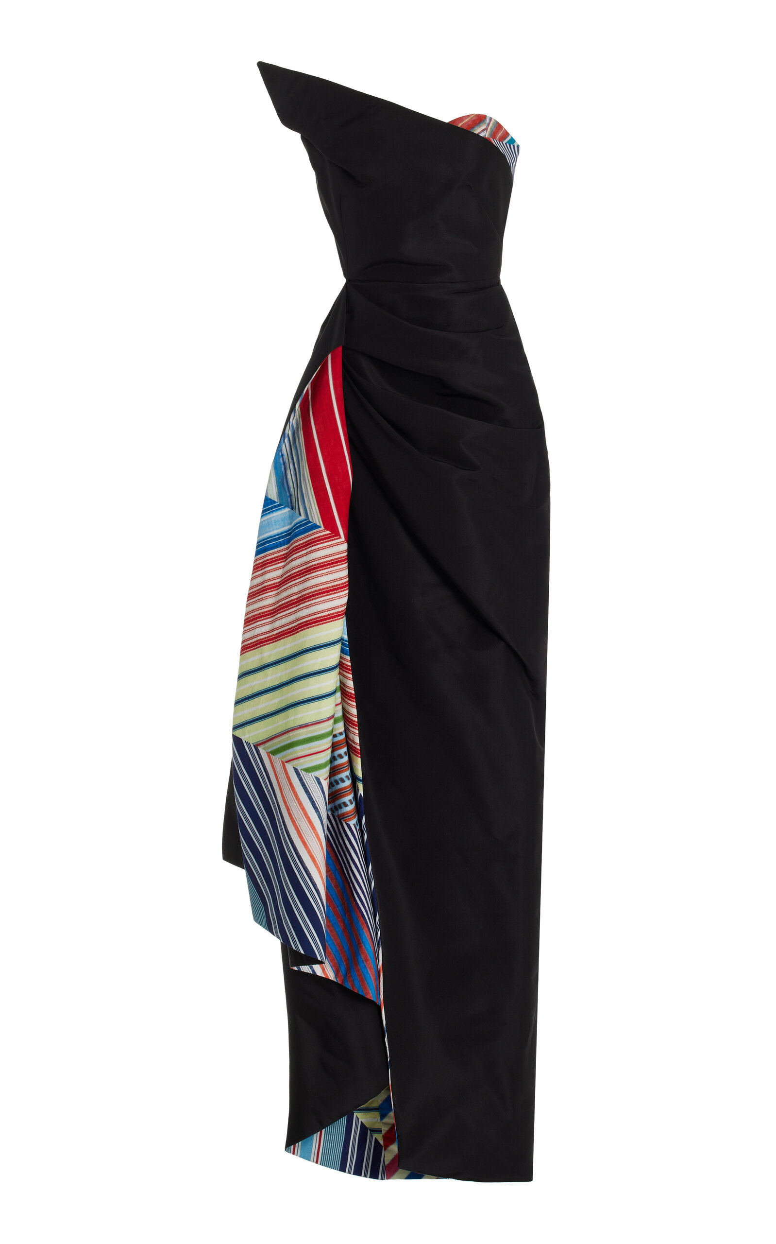 Rosie Assoulin Chevron Faille Silk Maxi Dress In Black