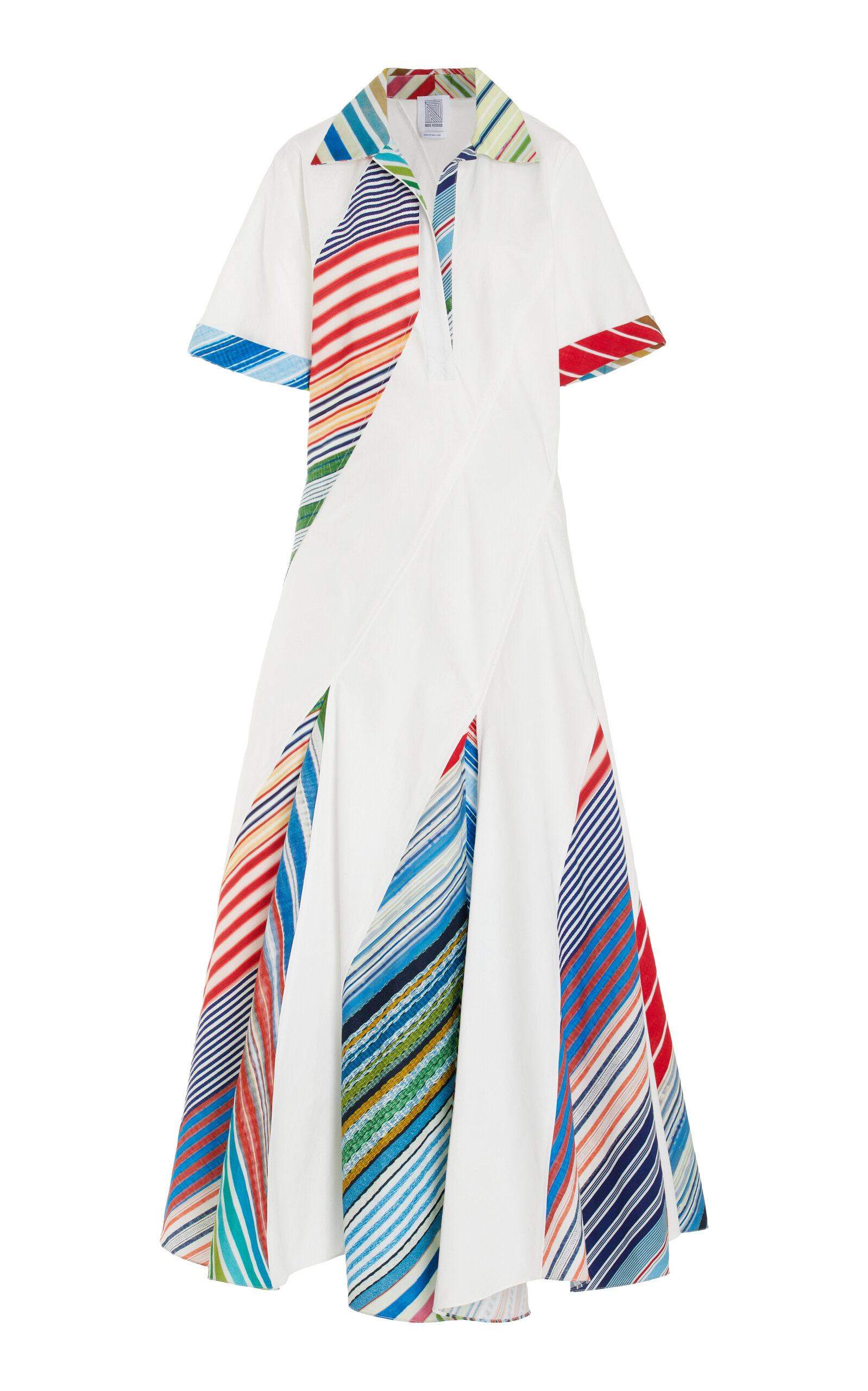 Rosie Assoulin Plot Twist Striped Cotton Polo Shirt Dress In White
