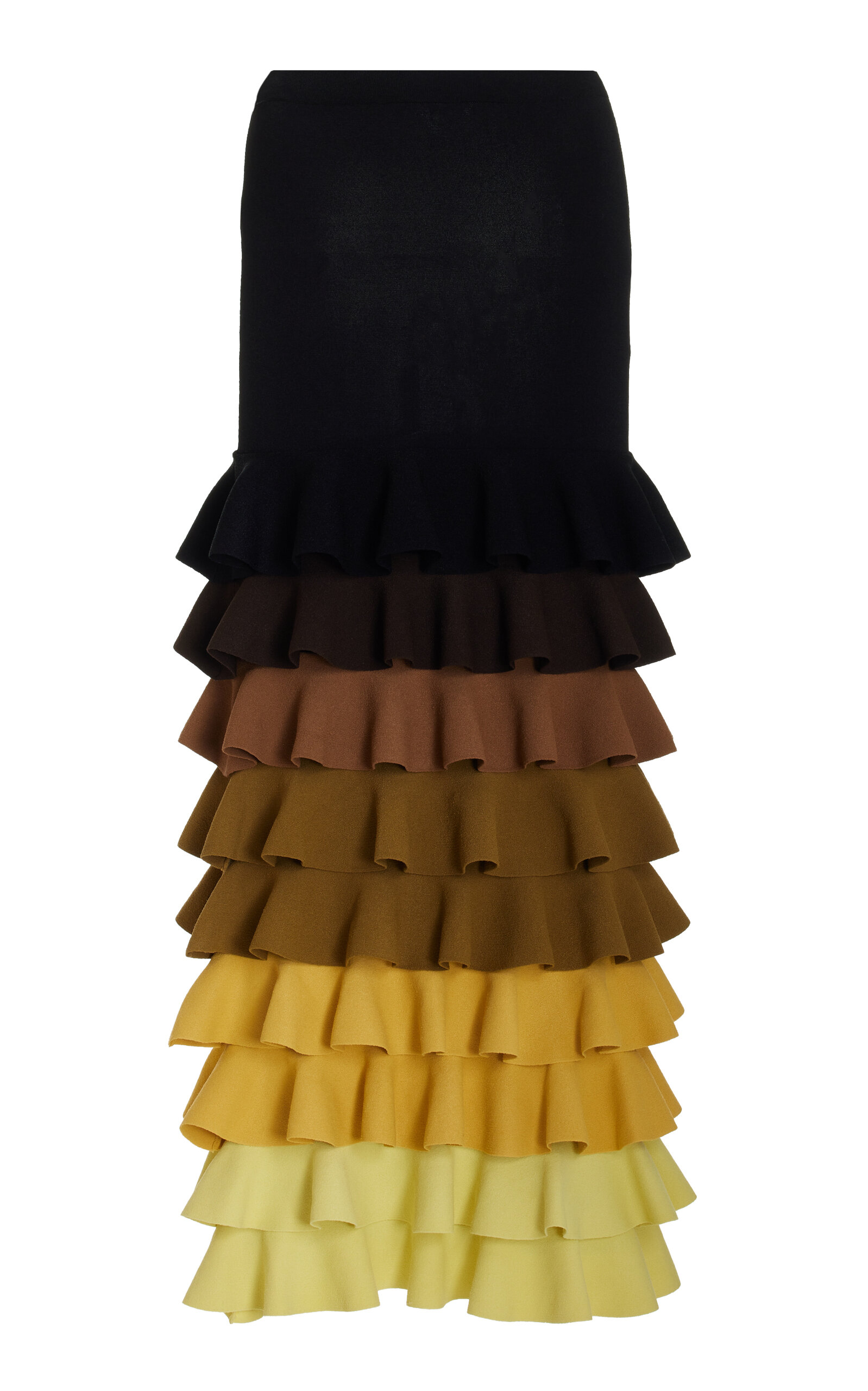 Shop Rosie Assoulin Ombré Ruffle Maxi Skirt In Black