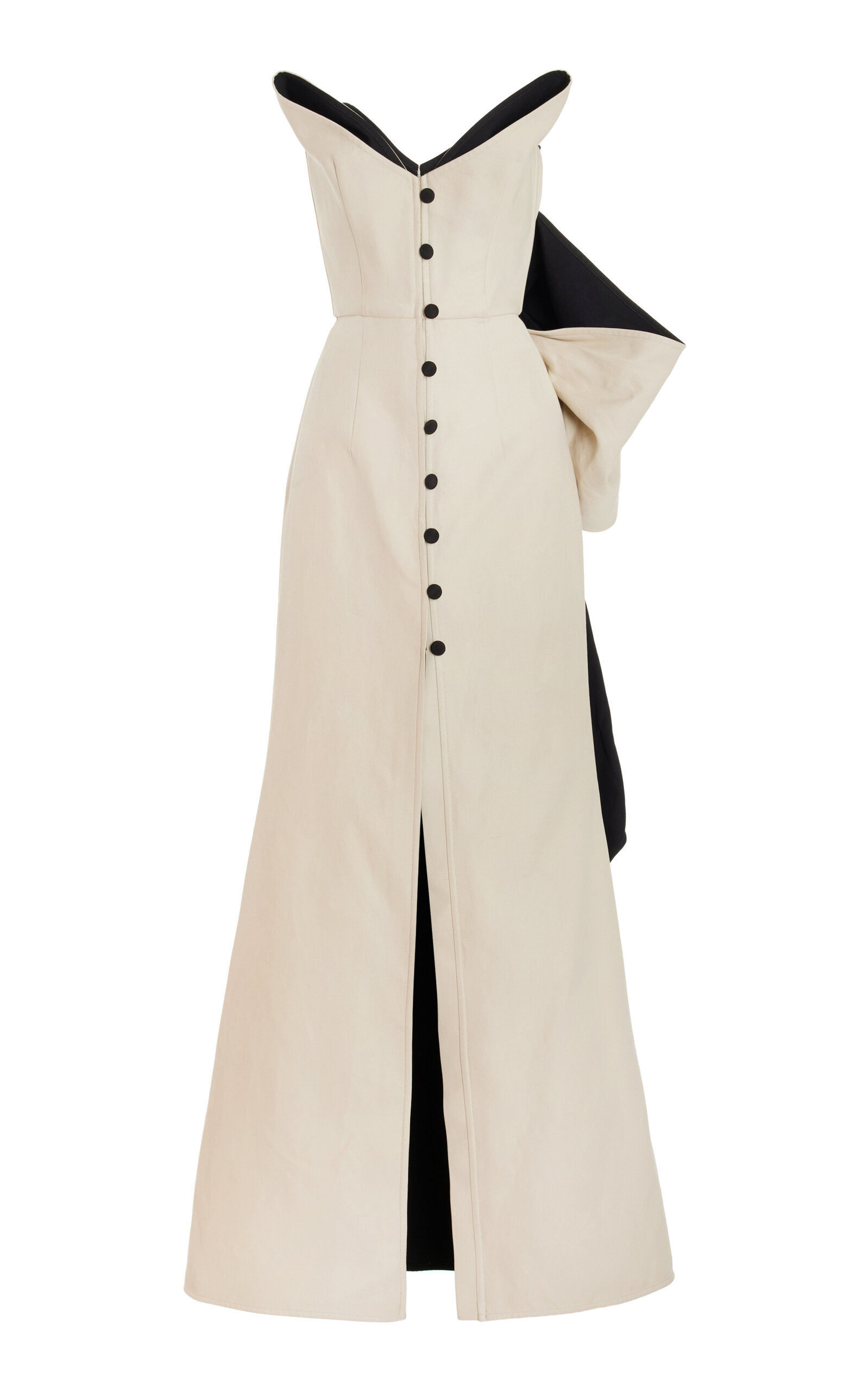 Rosie Assoulin Mother Of Buttons Bow-detailed Cotton Gown In Black,white
